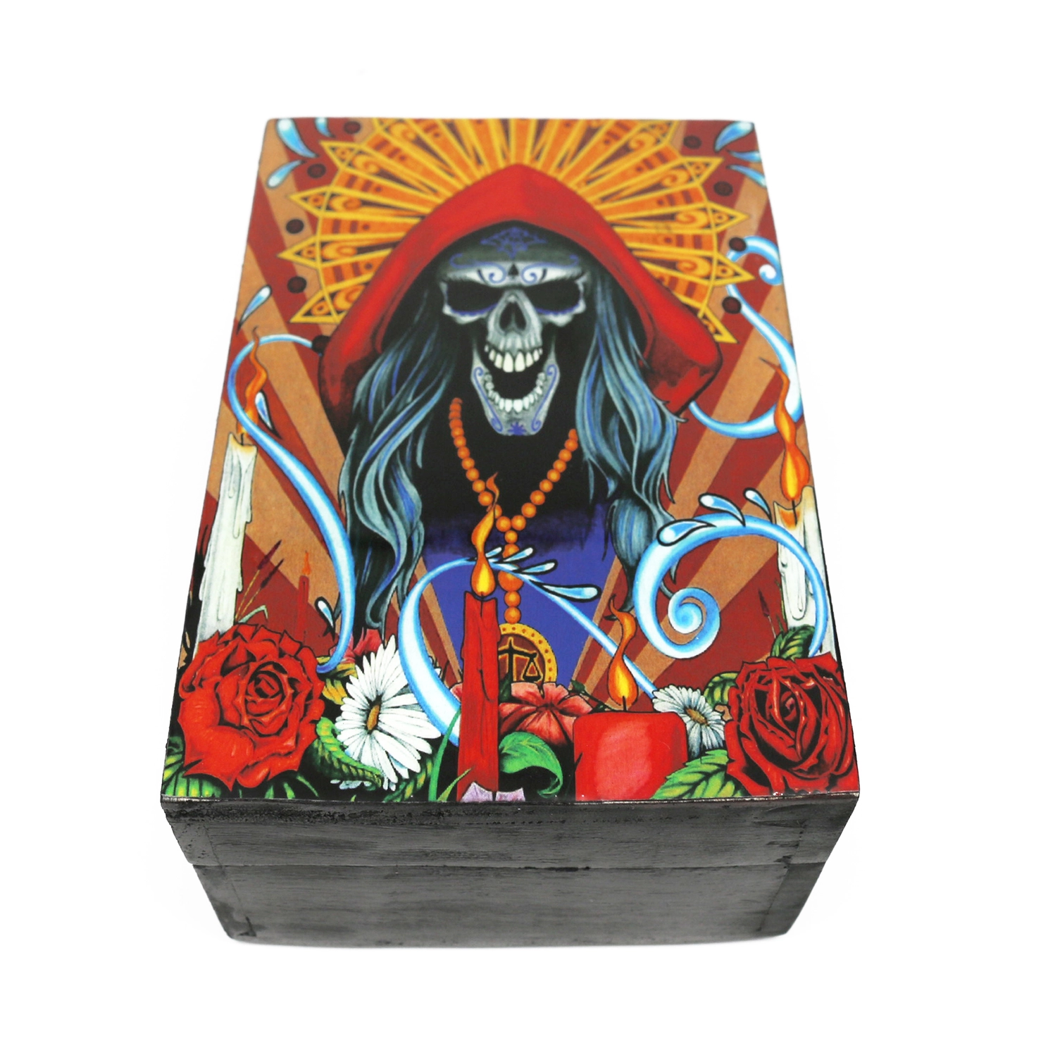 Storage Box, Wooden - Santa Muerte Black (6 X 4 in.)