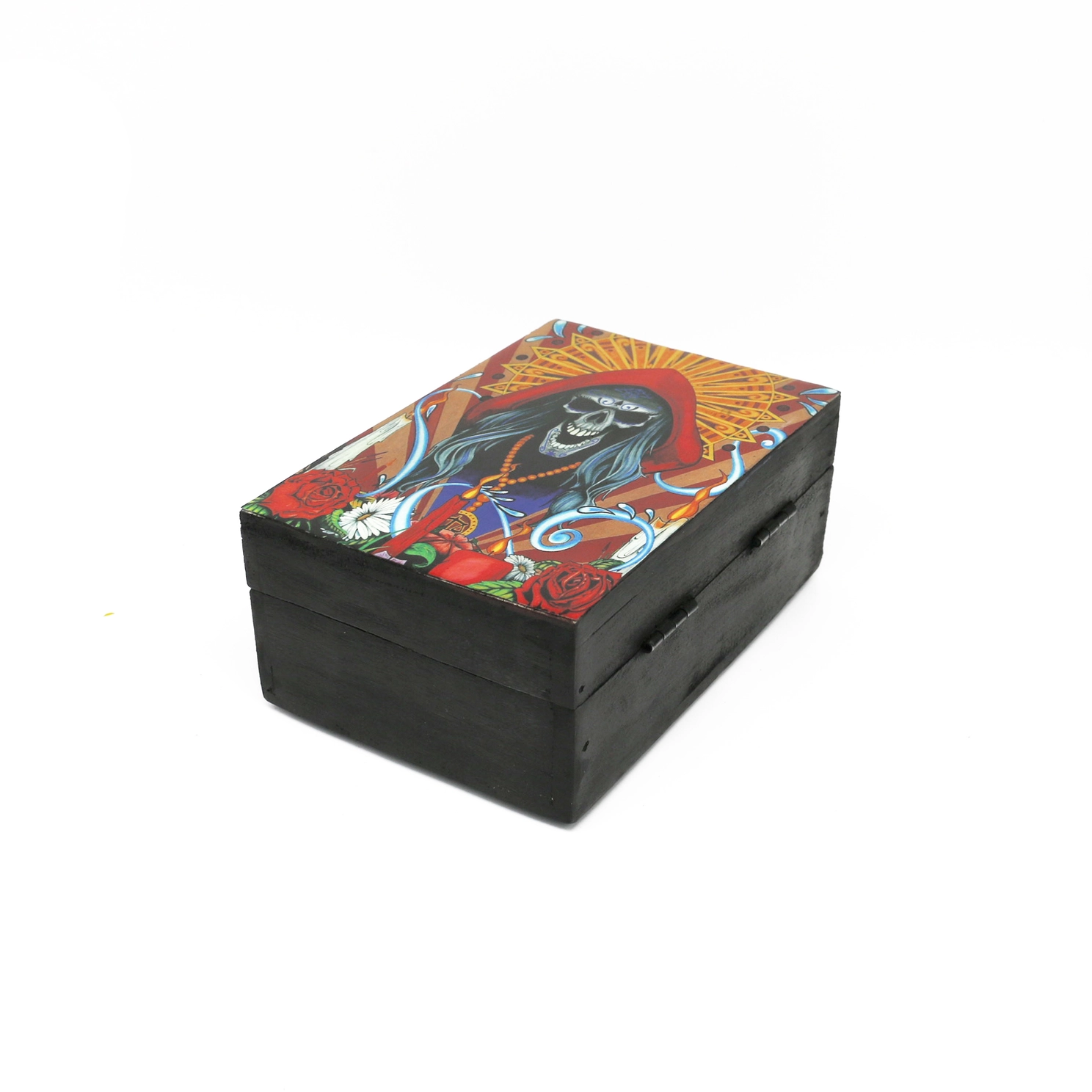 Storage Box, Wooden - Santa Muerte Black (6 X 4 in.)