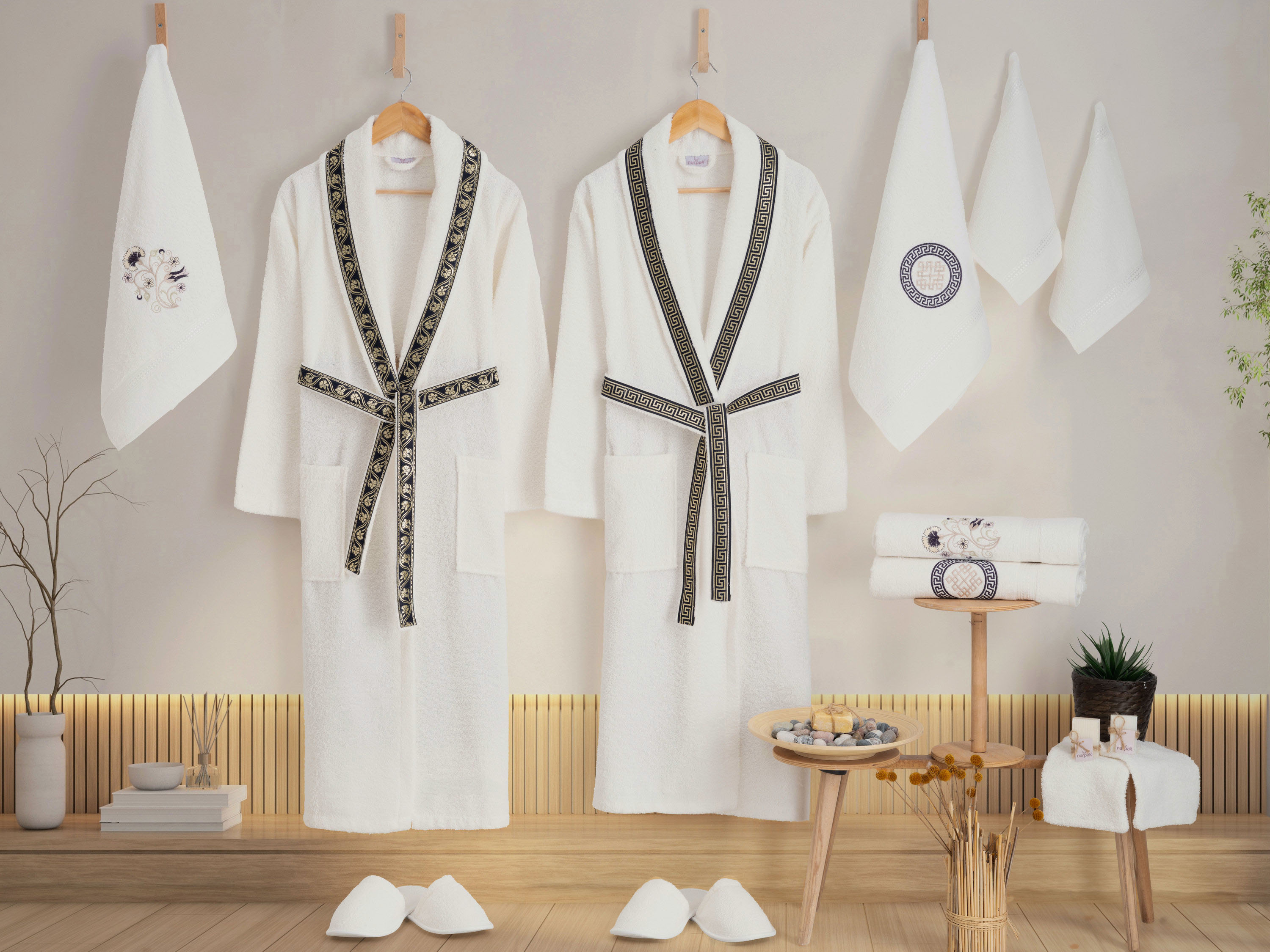 Nurpak 16-Pc Premium Family Bathrobe Set 100% Turkish Cotton (White)
