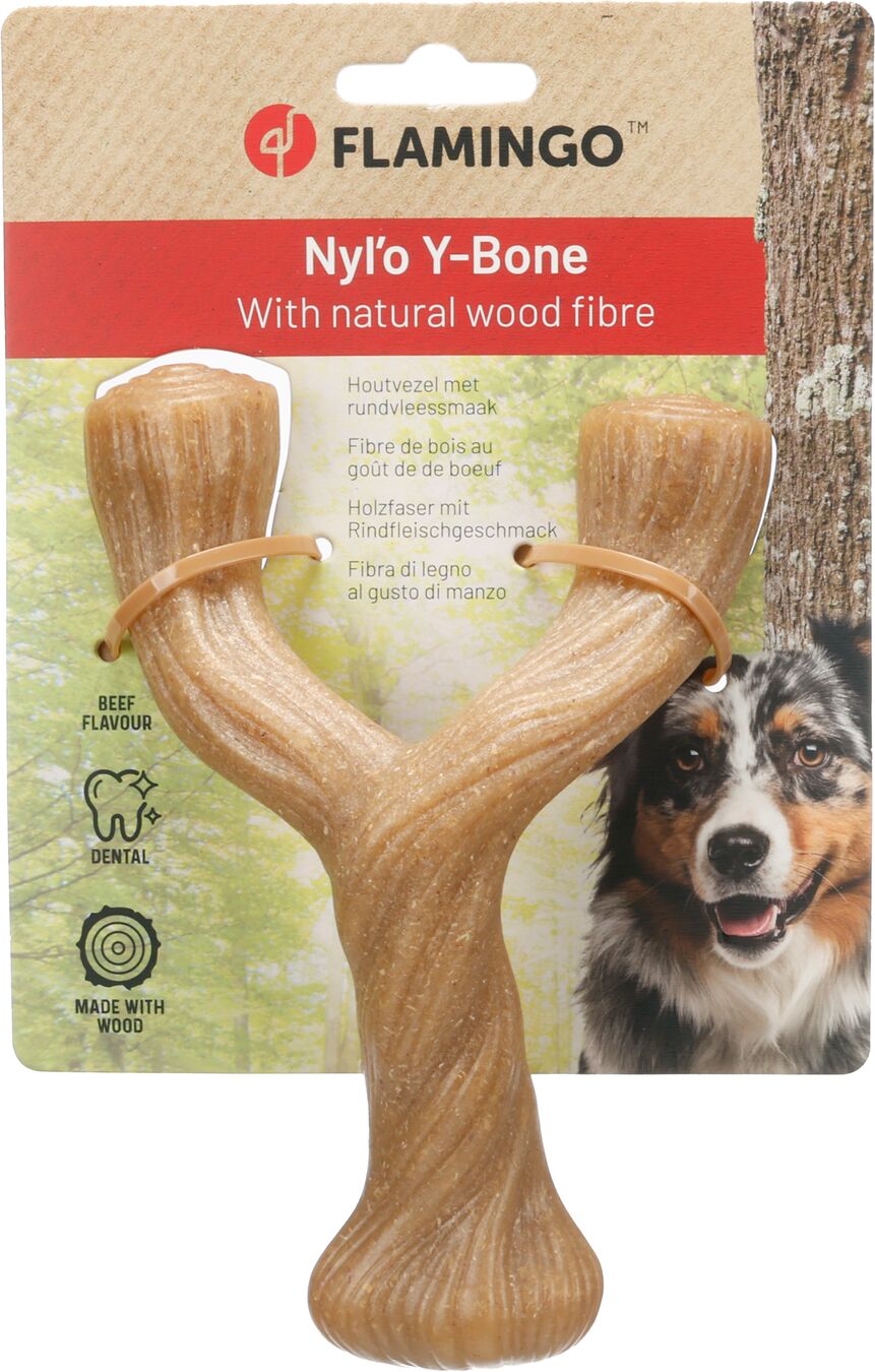 Speelgoed Nyl'o Wood Y-vorm met rundsmaak