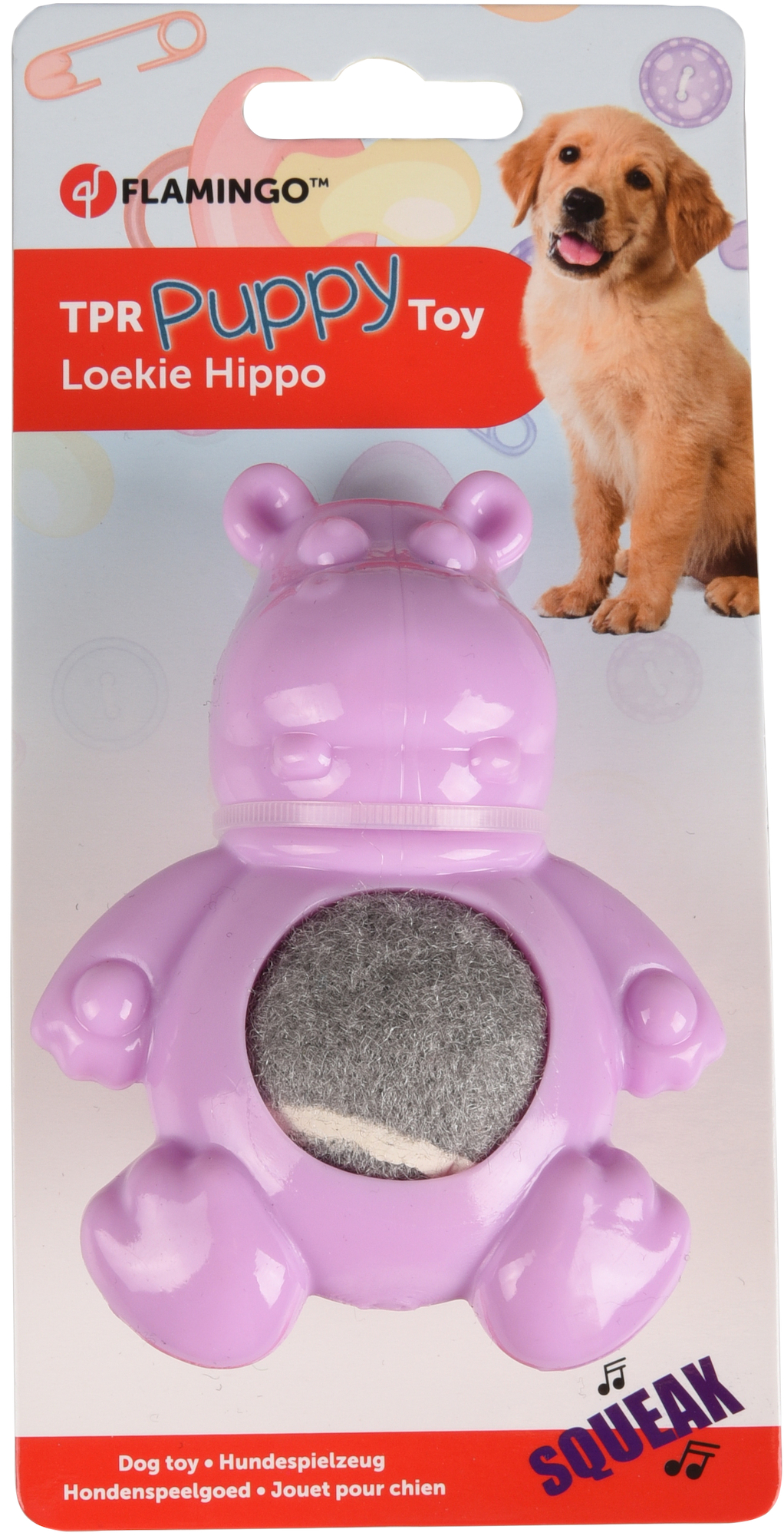 Speelgoed Puppy Loekie Nijlpaard met bal Lila