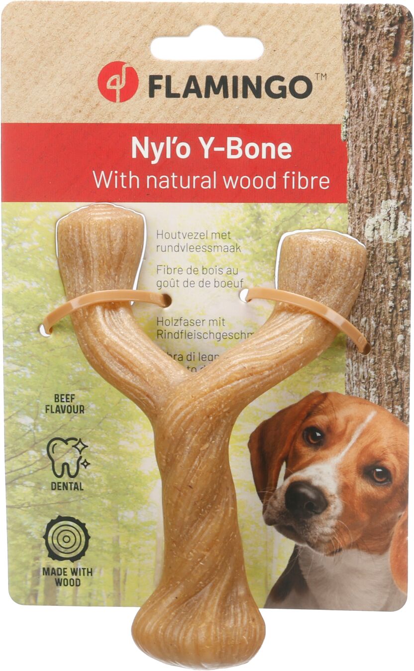 Speelgoed Nyl'o Wood Y-vorm met rundsmaak
