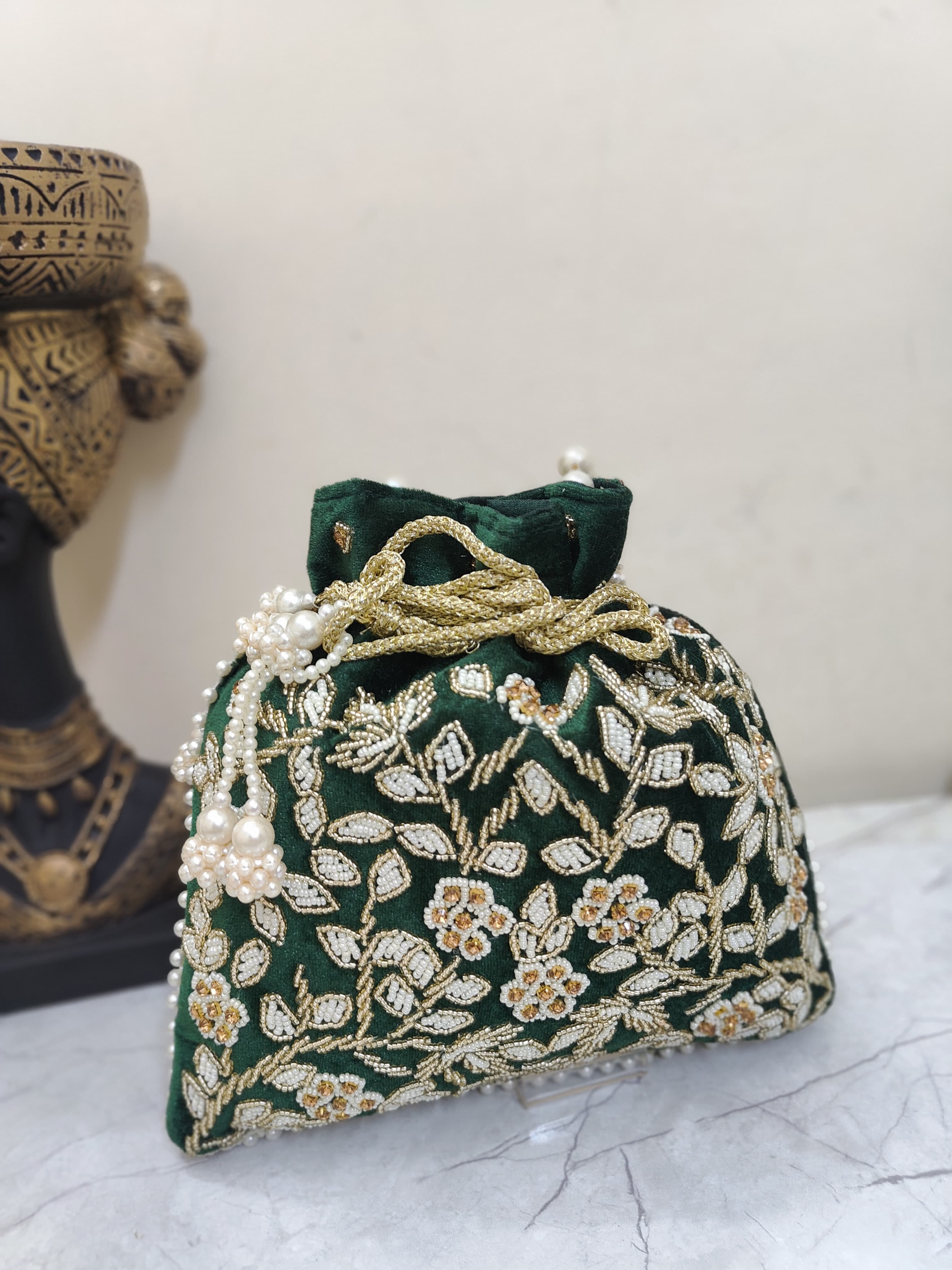 Embroidered Velvet Potli Bag