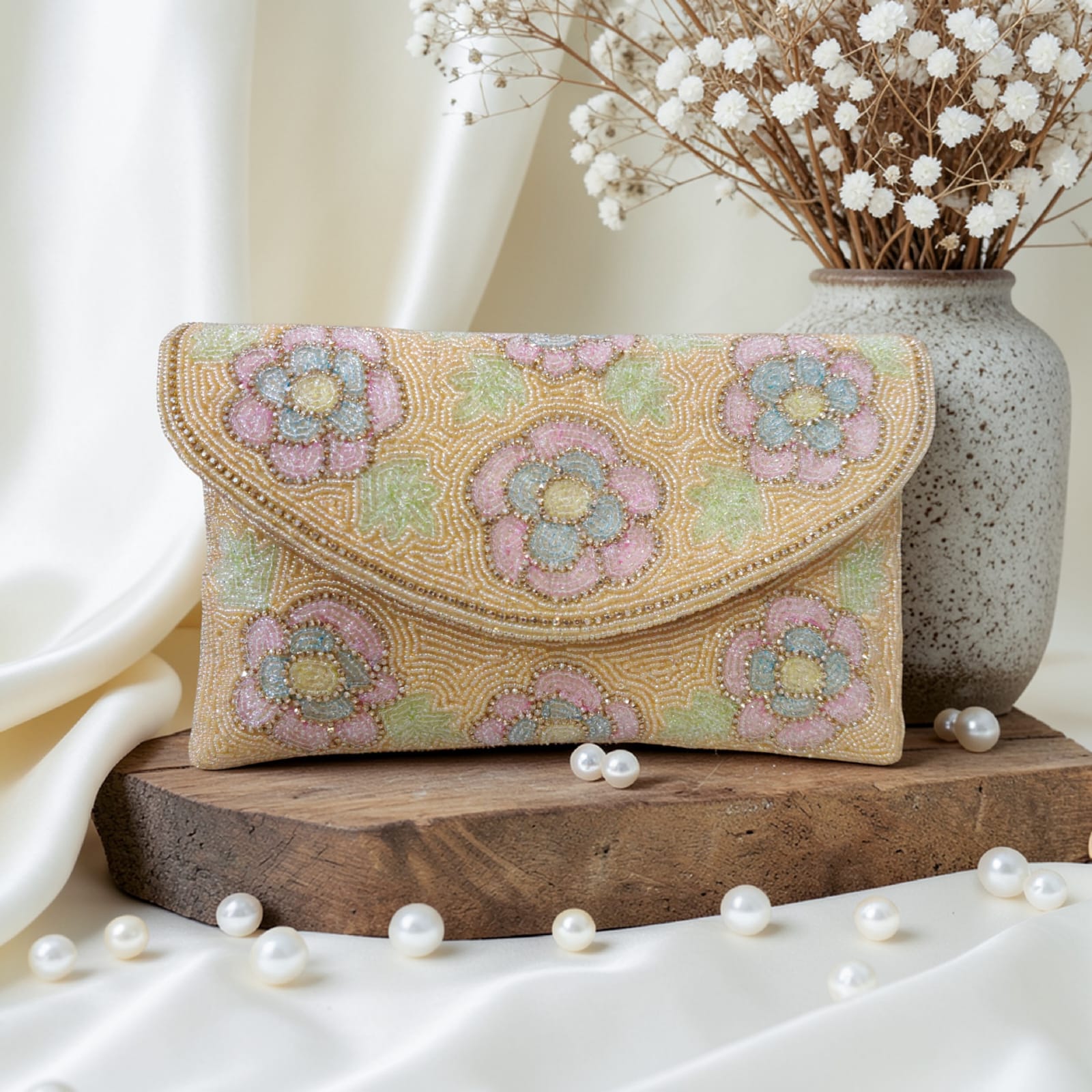 Floral Beaded Clutch