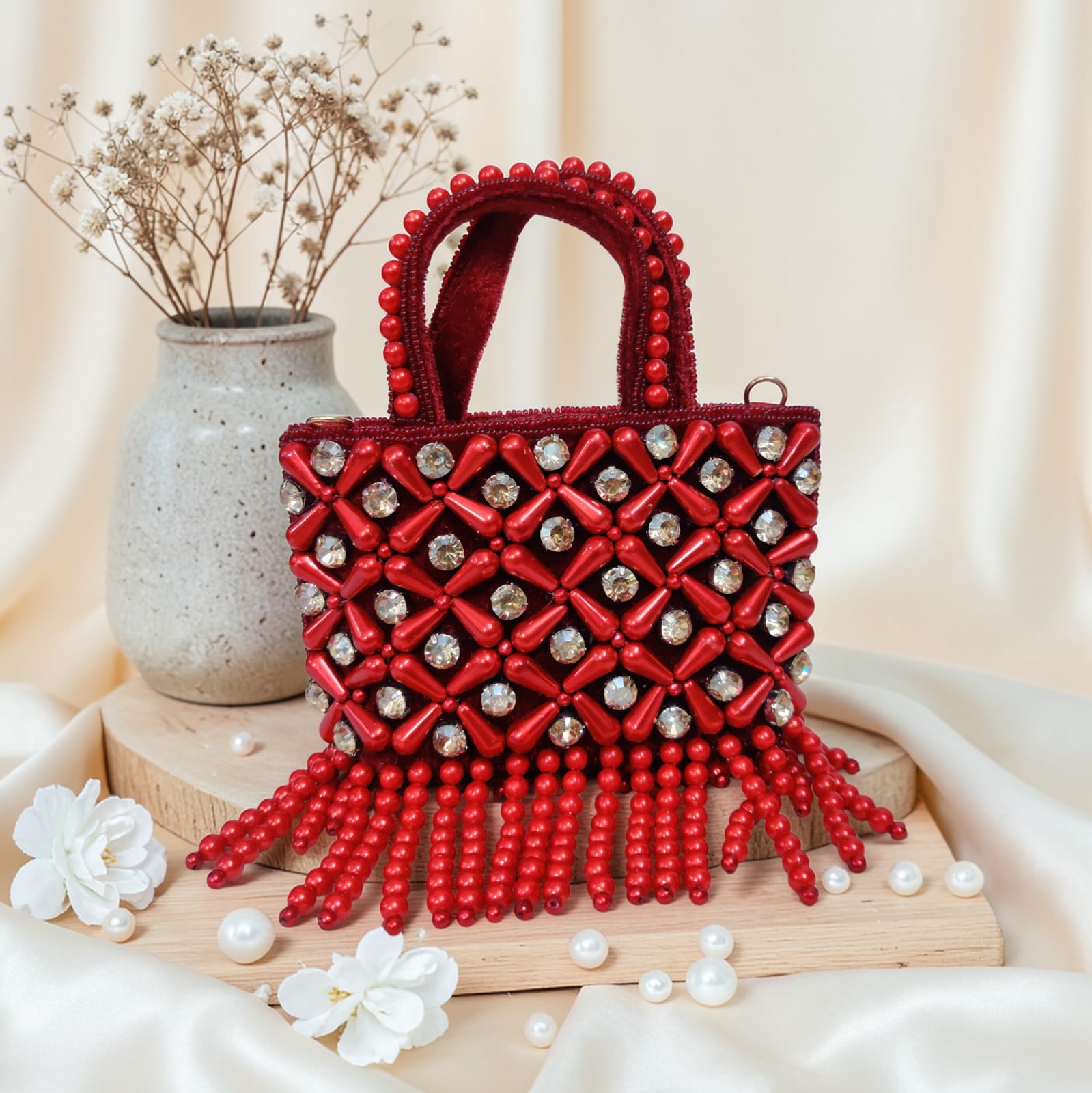 Red Beaded Handbag