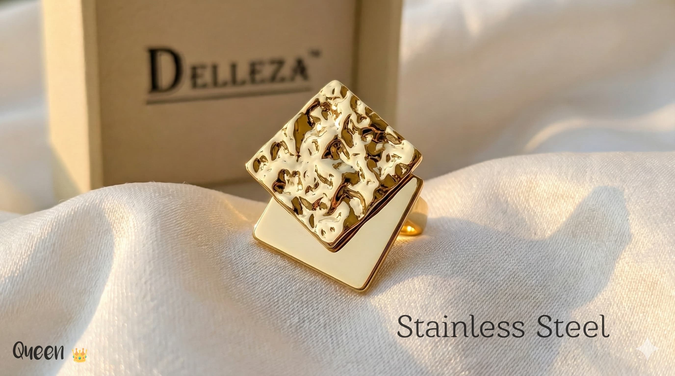 Textured Square Statement Ring