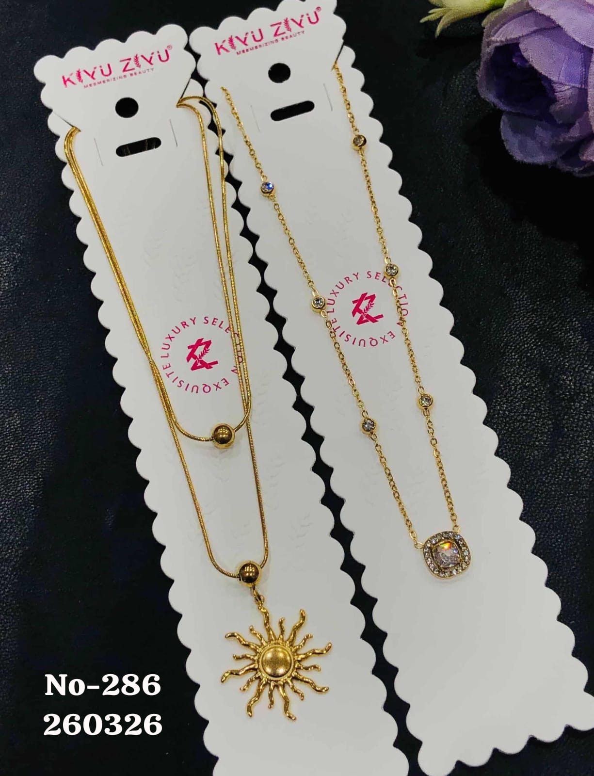 Sun Pendant Necklace Set