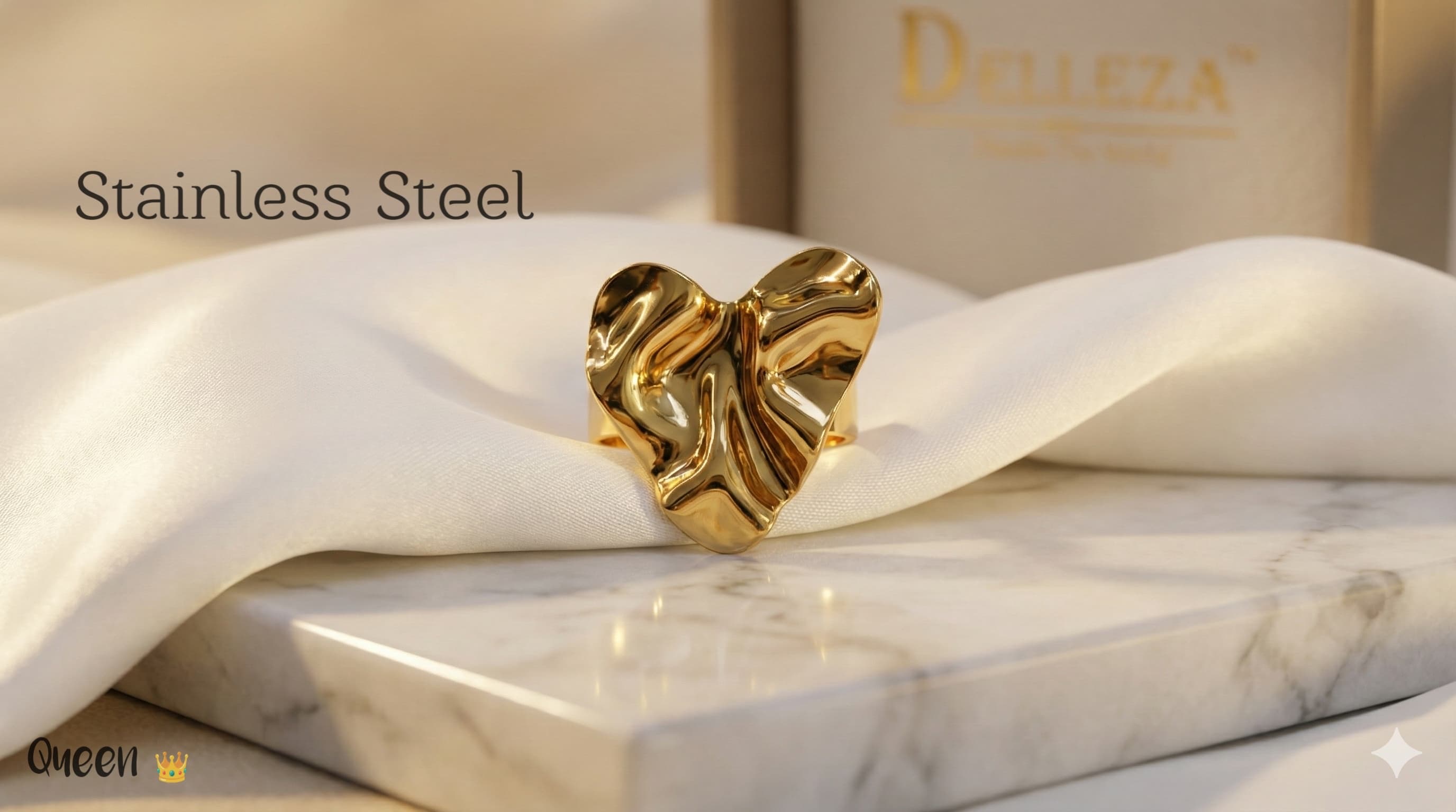 Gold Heart Stainless Steel Ring