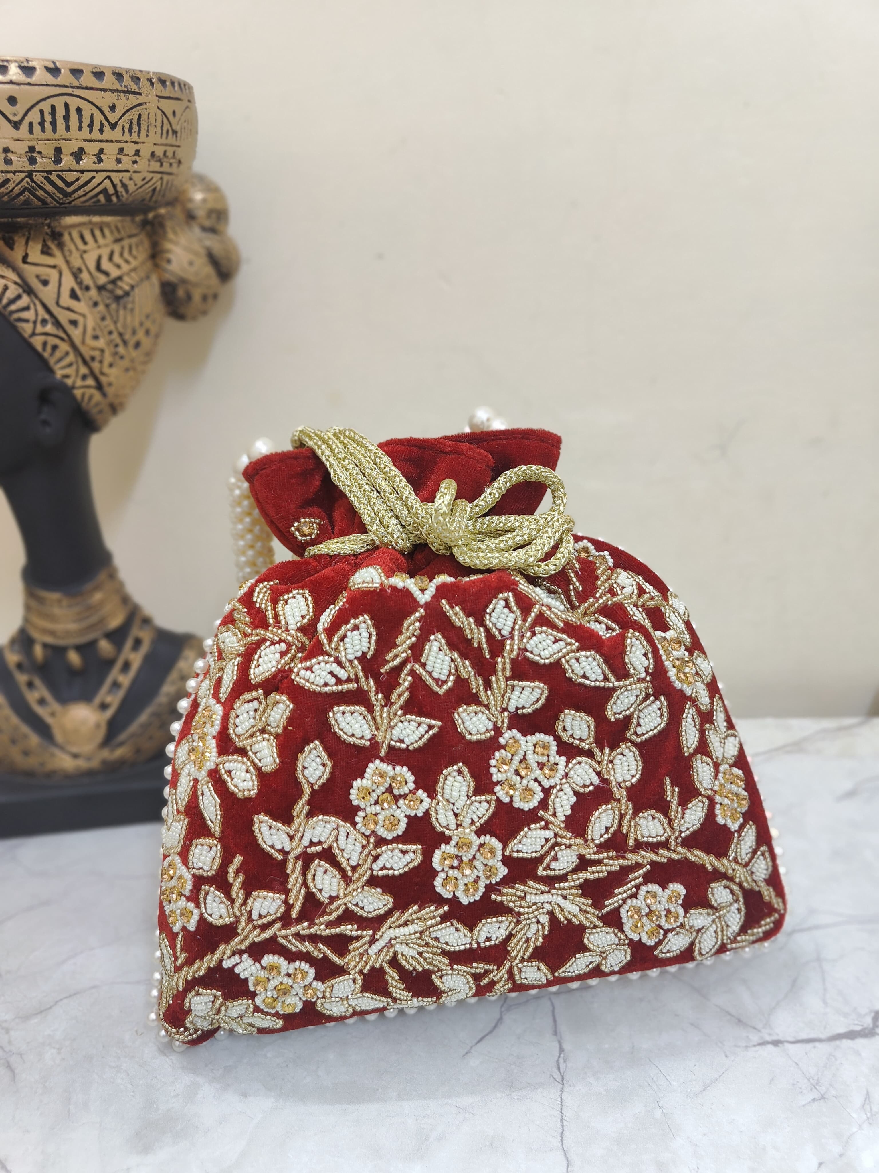 Embroidered Velvet Potli Bag