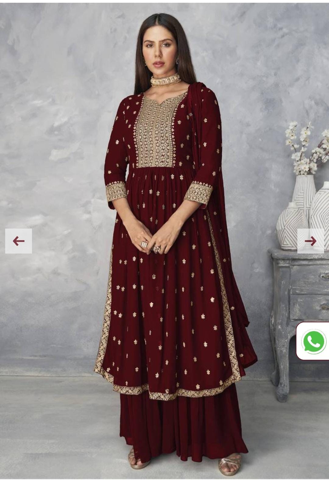 Maroon Embroidered Anarkali Suit