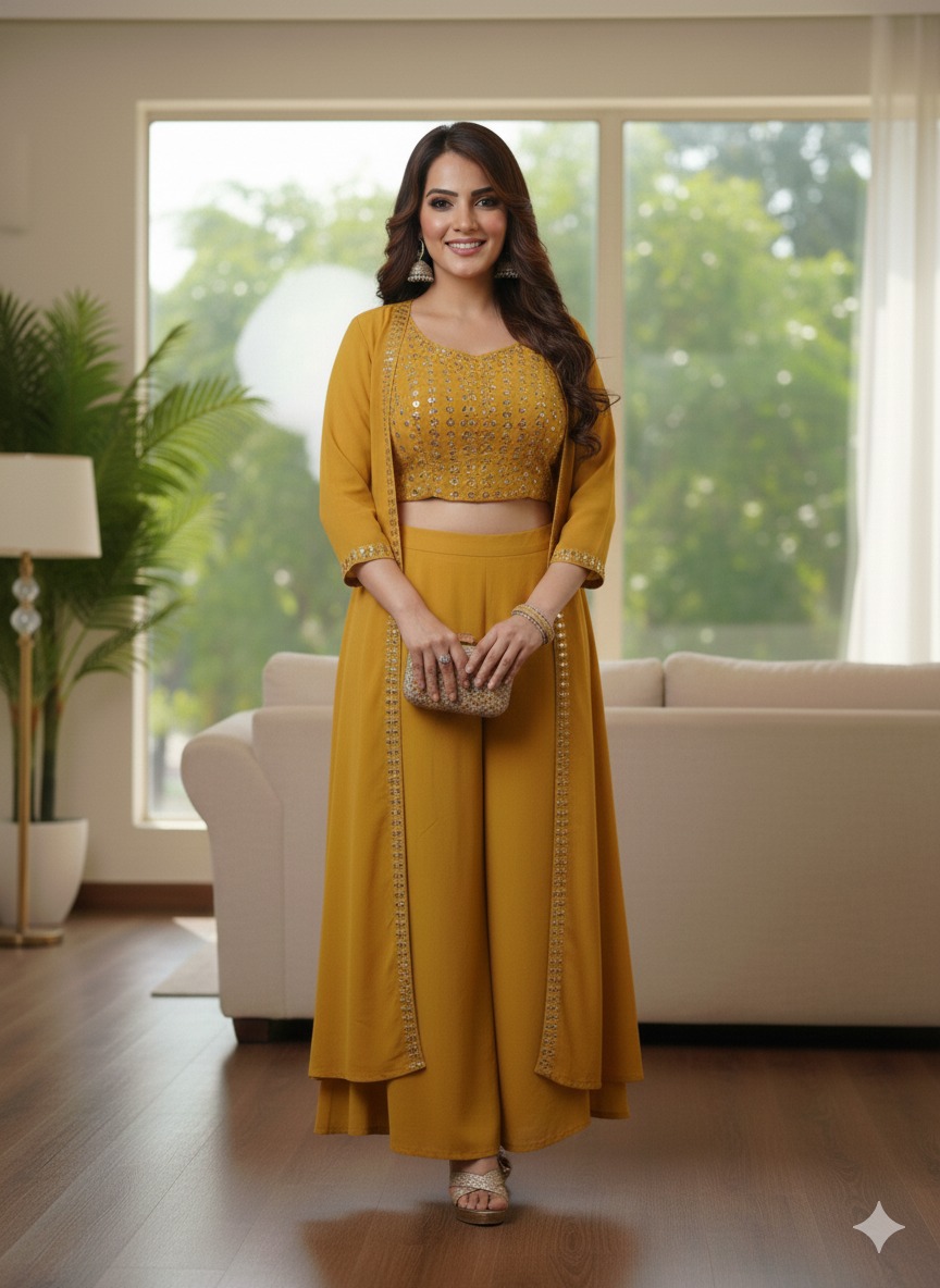 Mustard Ethnic Three Piece Set