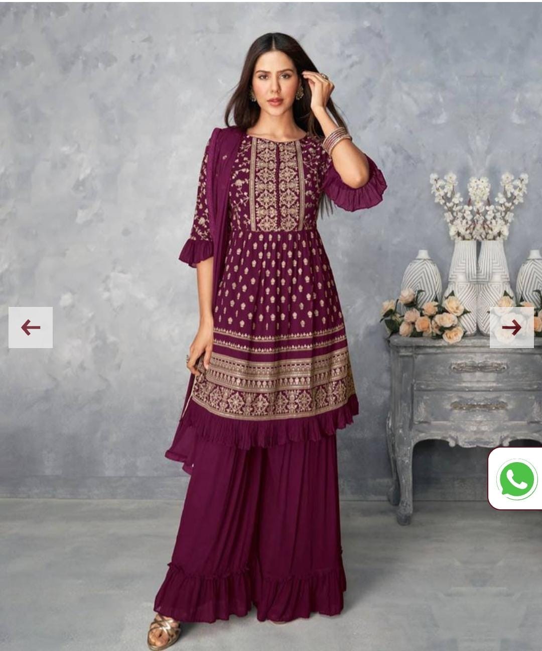 Purple Ethnic Palazzo Suit