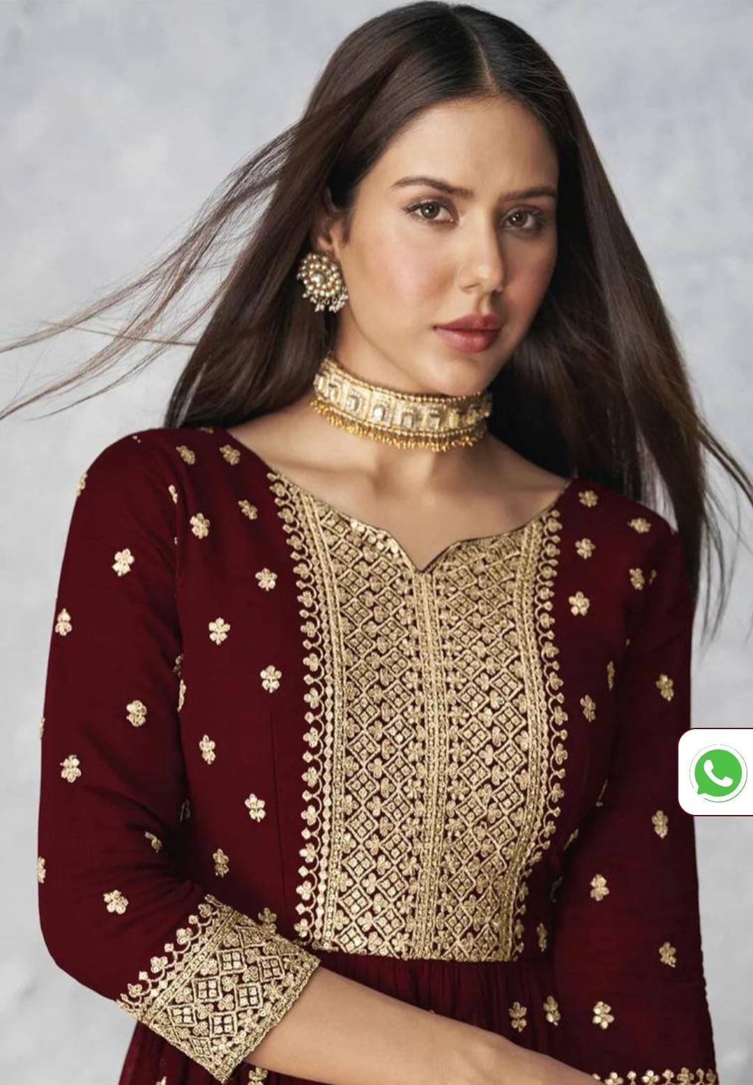 Maroon Embroidered Anarkali Dress