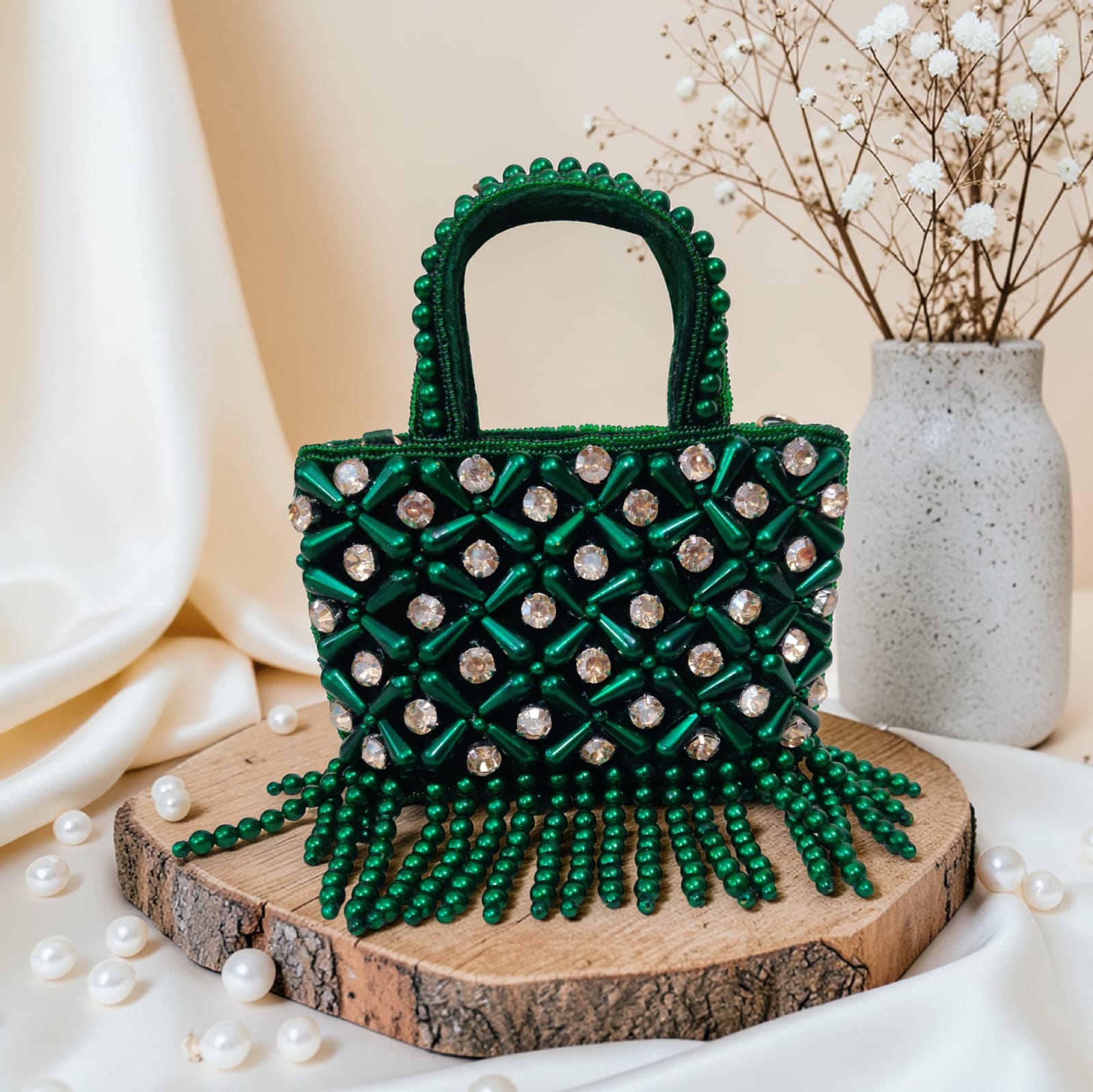 Emerald Beaded Handbag