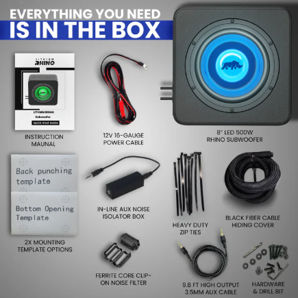 LED 8" 500 Watt Amplified Subwoofer 