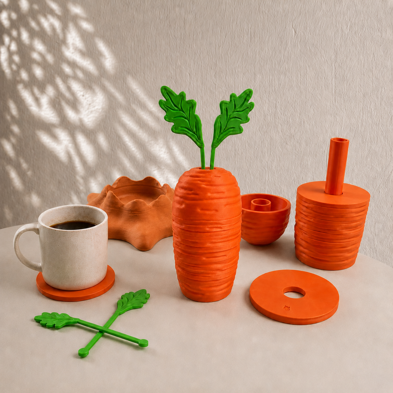 Carrot Shaped Coasters with Leaf Top