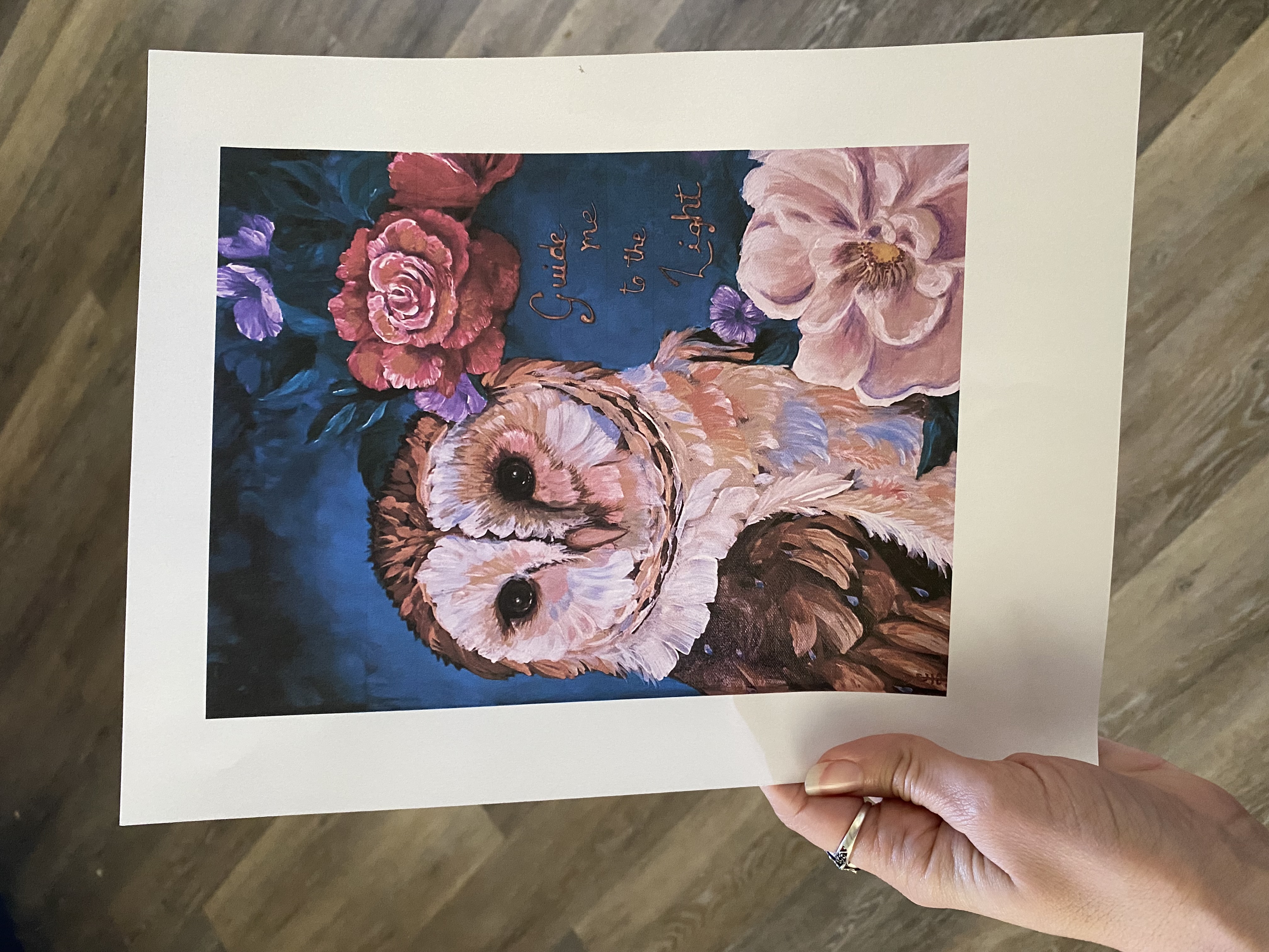 Owl & Flowers Digital Art Print
