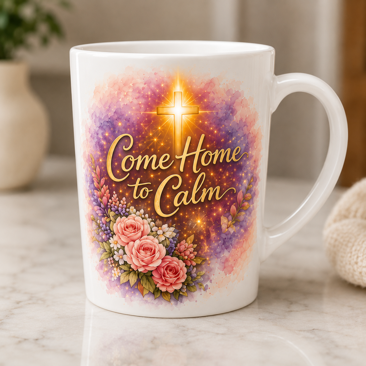 Come Home to Calm Christian Coffee Mug — Psalm 46:10