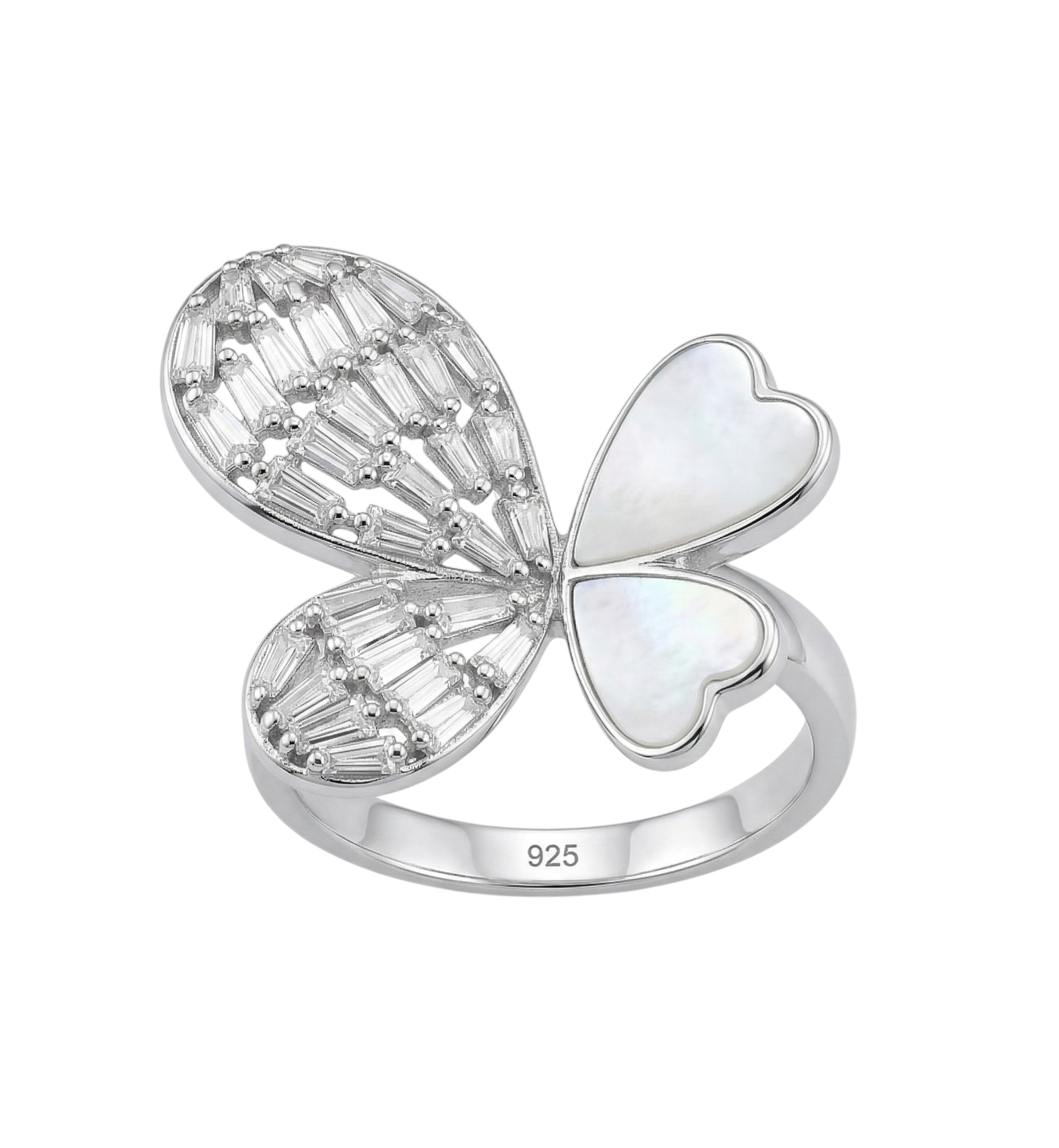 Pure 925 Sterling Silver Butterfly Ring with Enamel Flower Design, Nature-Inspired Jewellery for Women,Girl