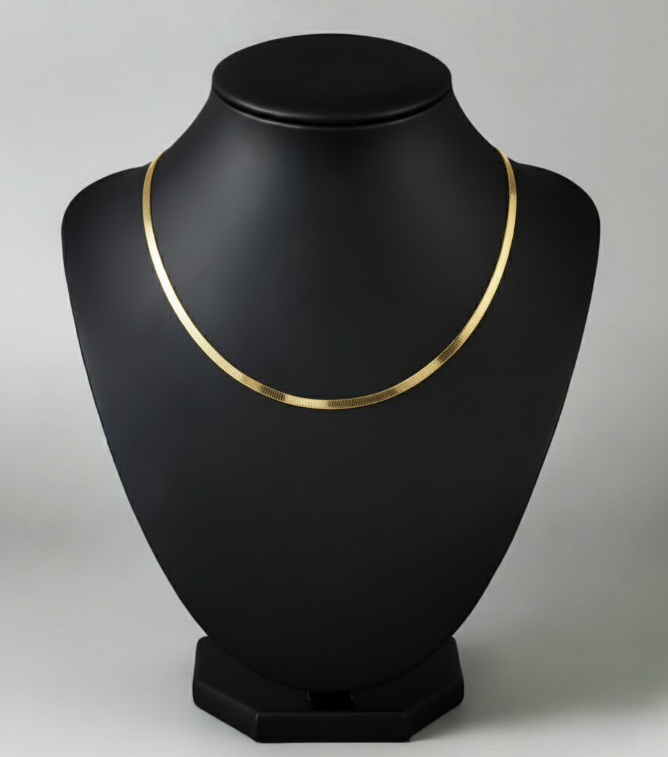 Pure 925 Sterling Silver Golden Herringbone Choker Necklace for Women,Girls