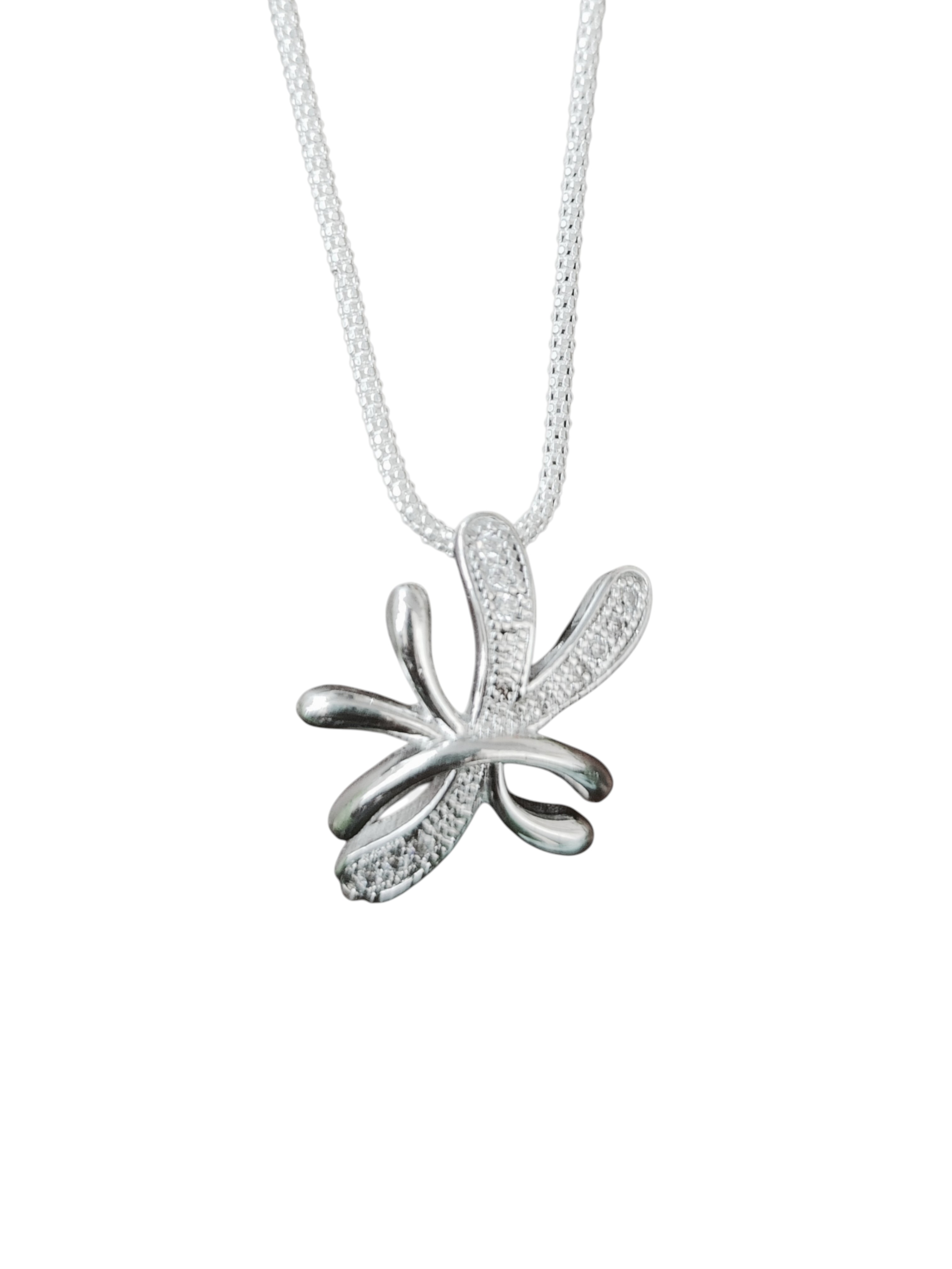 Pure 925 Sterling Silver Abstract Dragonfly Pendant Necklace|Sparkling Cubic Zirconia | For Women,Girls (Pack of 1)