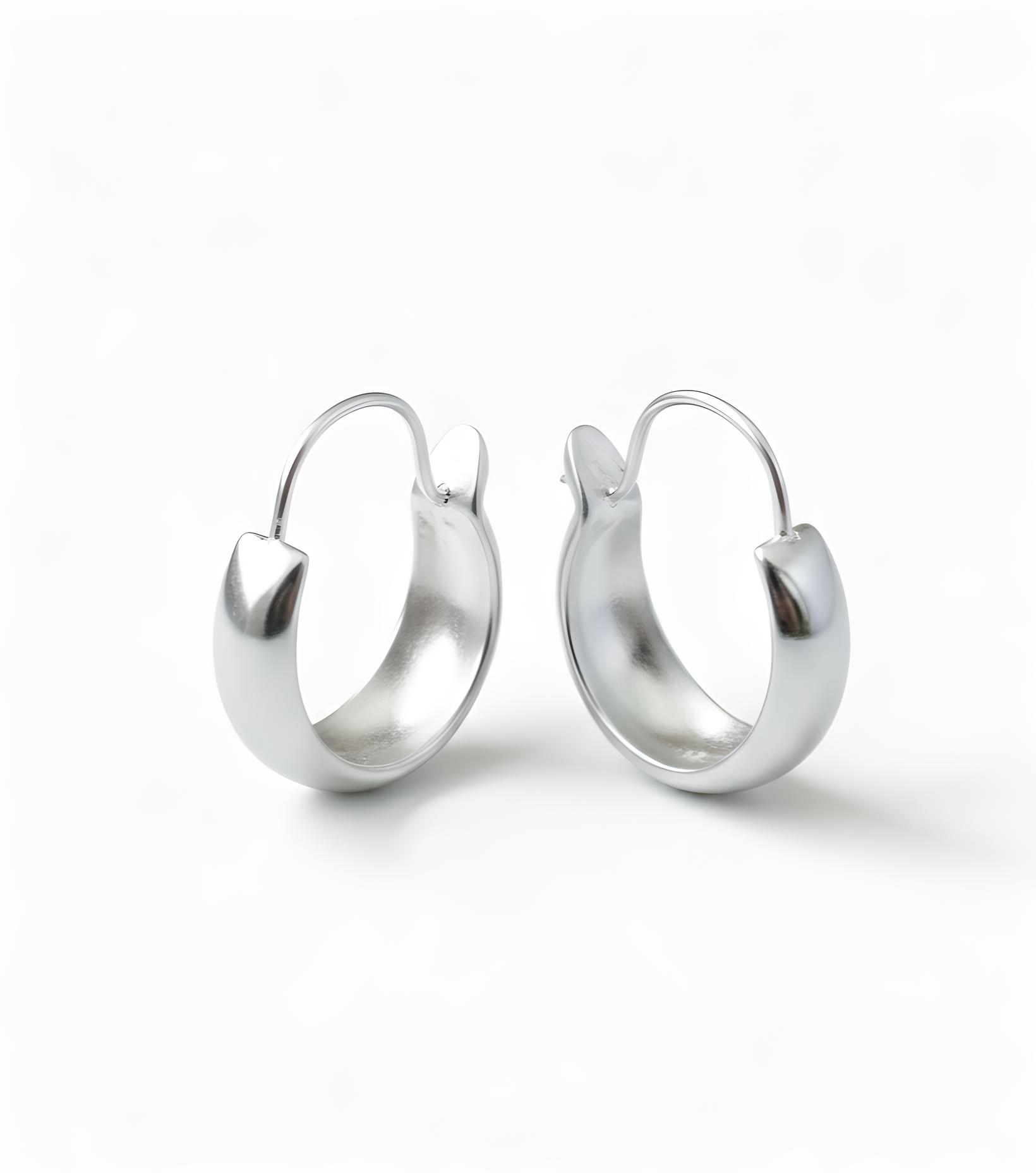 Pure 925 Sterling Silver Hoop Earrings, Wide Band Design Earring For Women,Girl