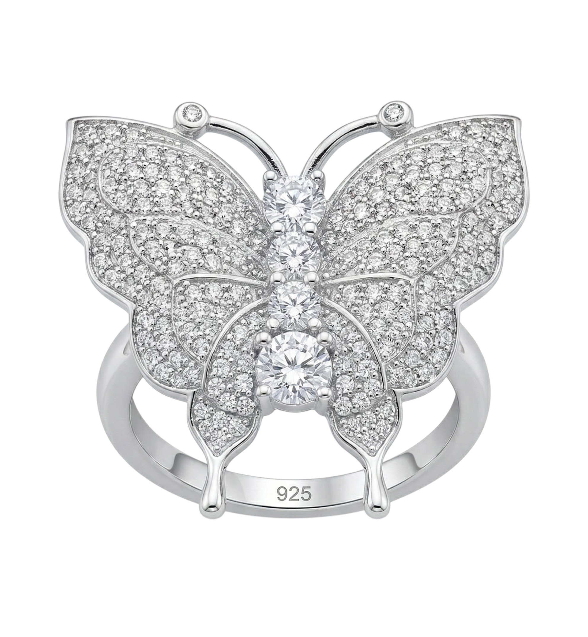 Pure 925 Sterling SilverButterfly Diamond Ring, Nature-Inspired Jewellery for Women,Girl (Pack of 1)