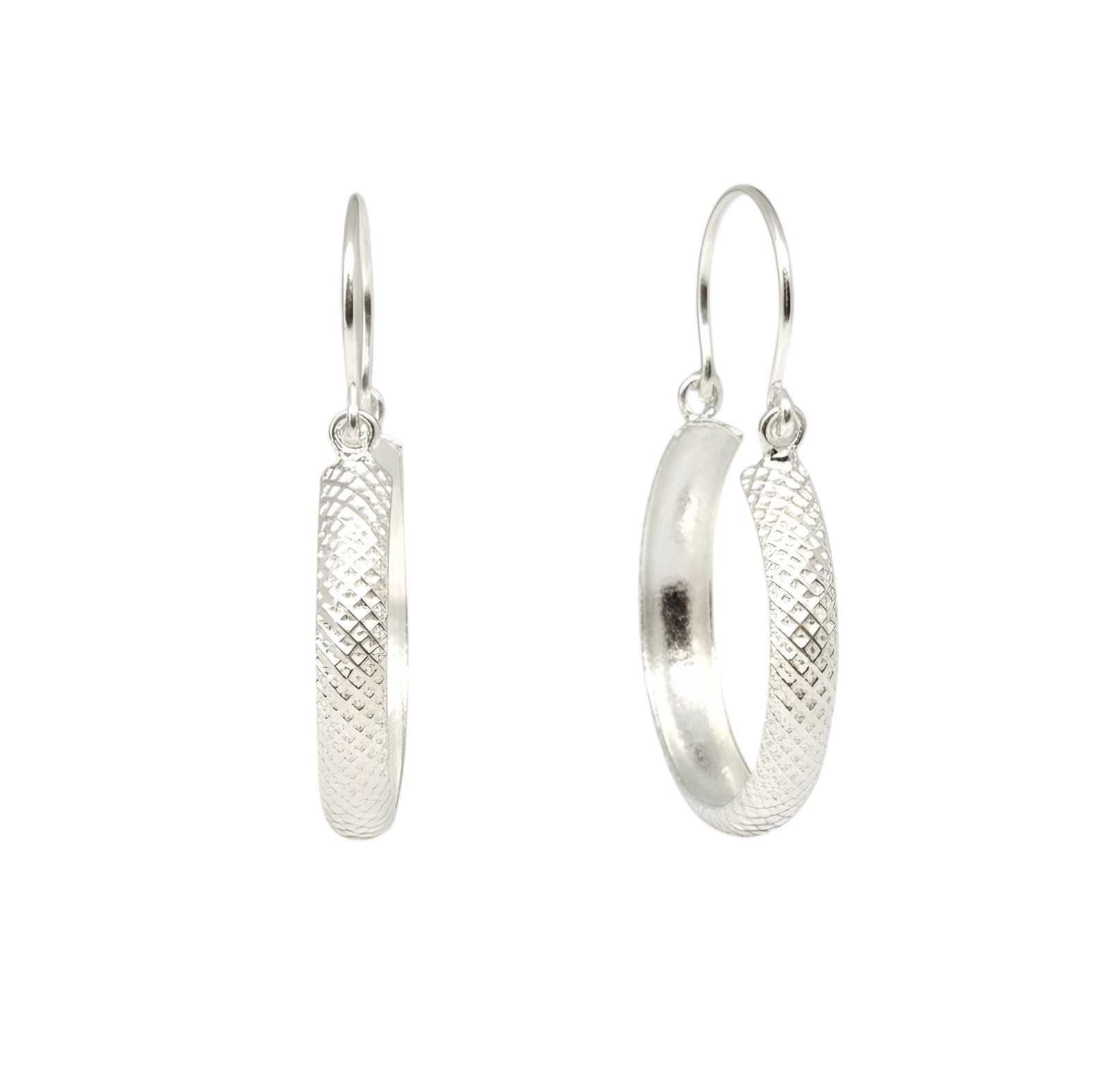 Pure 925 Sterling Silver Textured Hoop Earrings, Dangle Drop Style For Women,Girls