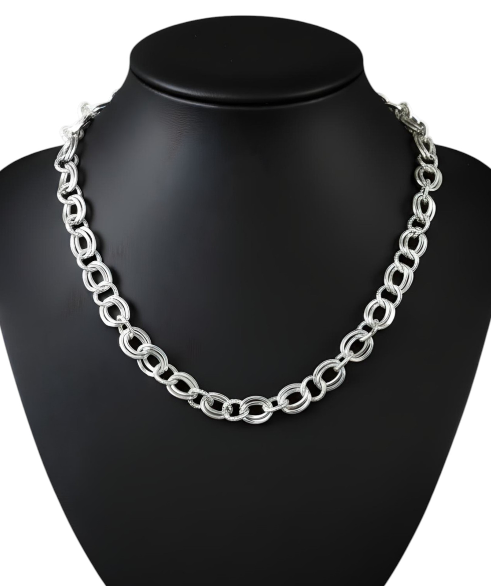 Pure 925 Sterling Silver Chain Necklace, Interlocking Link Design, Silver Chain For Unisex