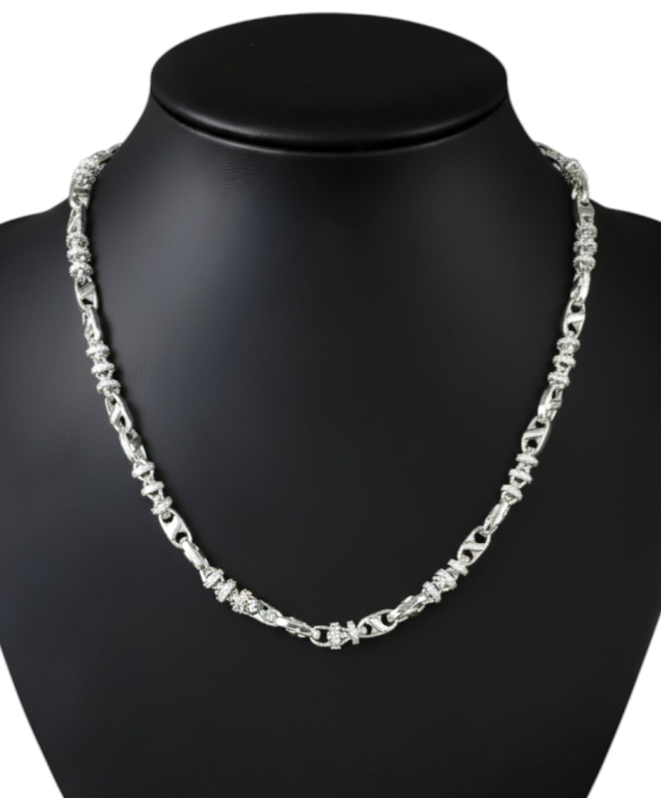 Pure 925 Sterling Silver Chain Necklace, Interlocking Link Design, Silver Chain For Unisex