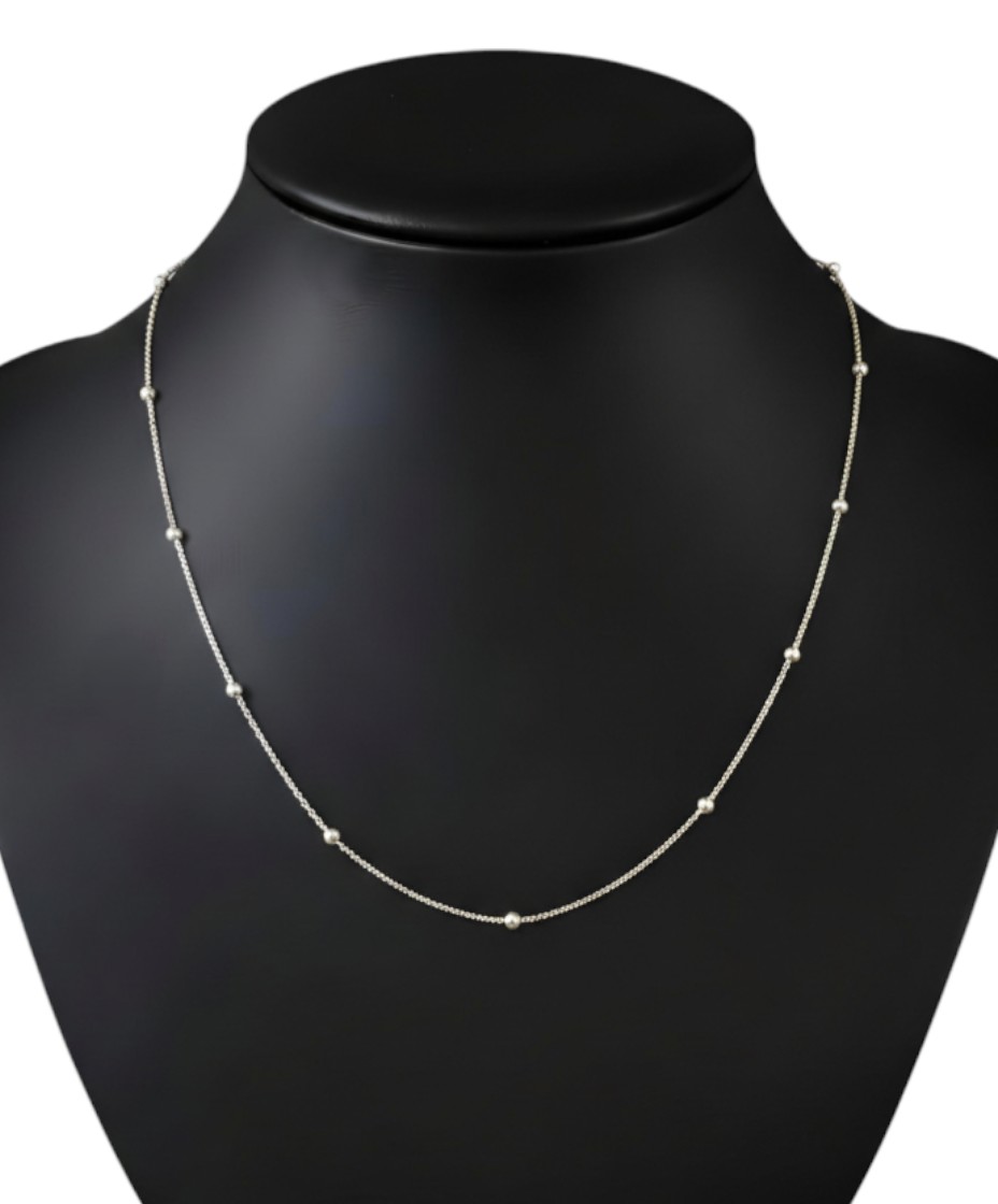 Pure 925 Silver Minimalist Silver Bead Chain Necklace Gift for Girlfriend Wife Women & Girls,Mens