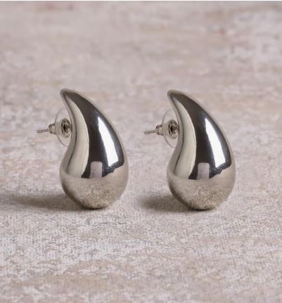 Pure 925 Silver Stud Earrings, Curved Teardrop Design For Women,Girls
