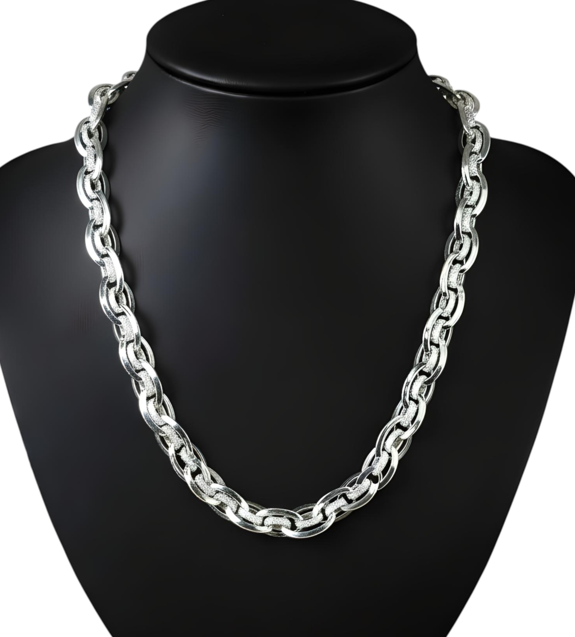 Pure 925 Sterling Silver Chain Necklace, Interlocking Link Design, Silver Chain For Unisex