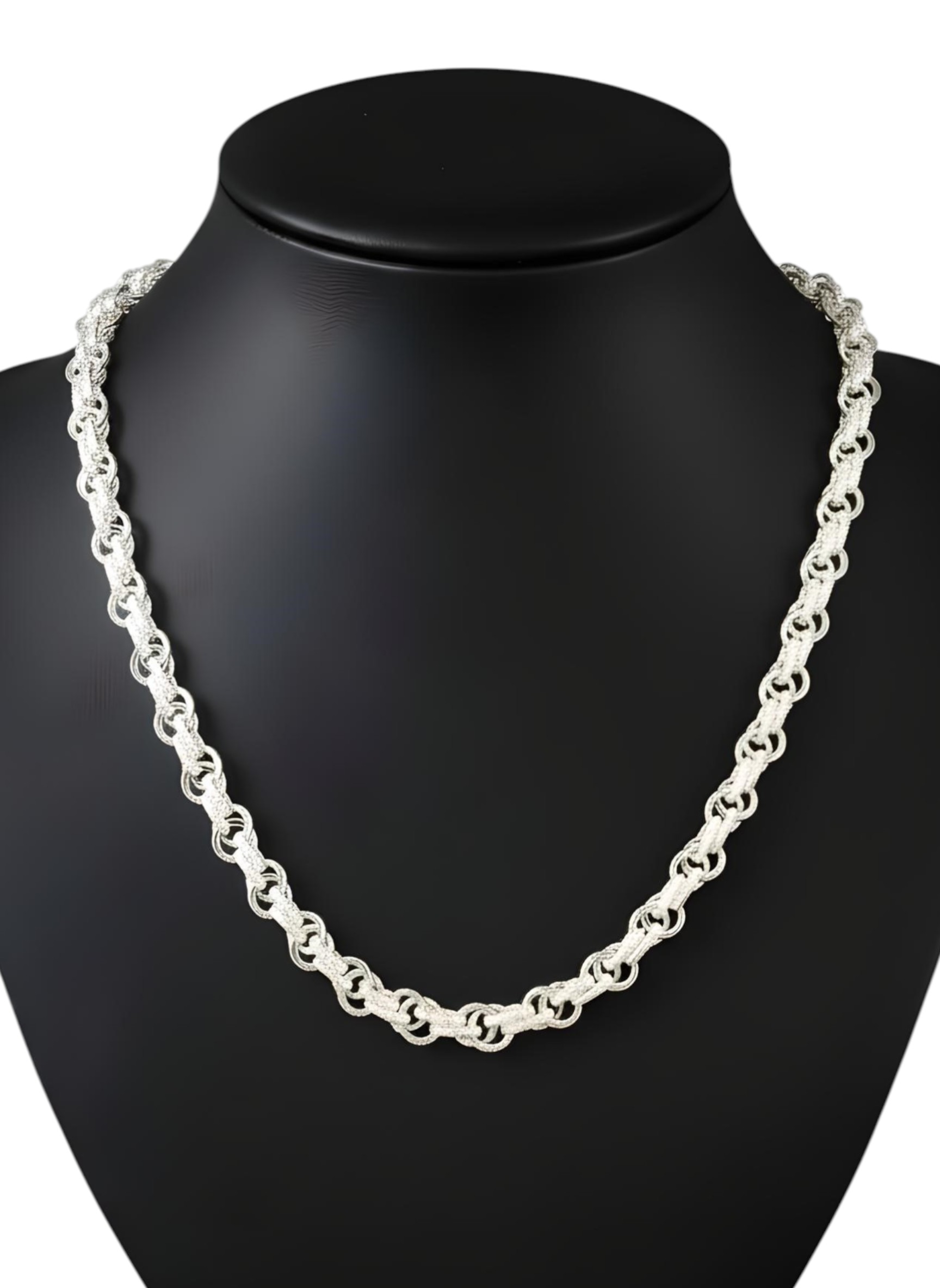 Pure 925 Sterling Silver Chain Necklace, Interlocking Link Design, Silver Chain For Unisex