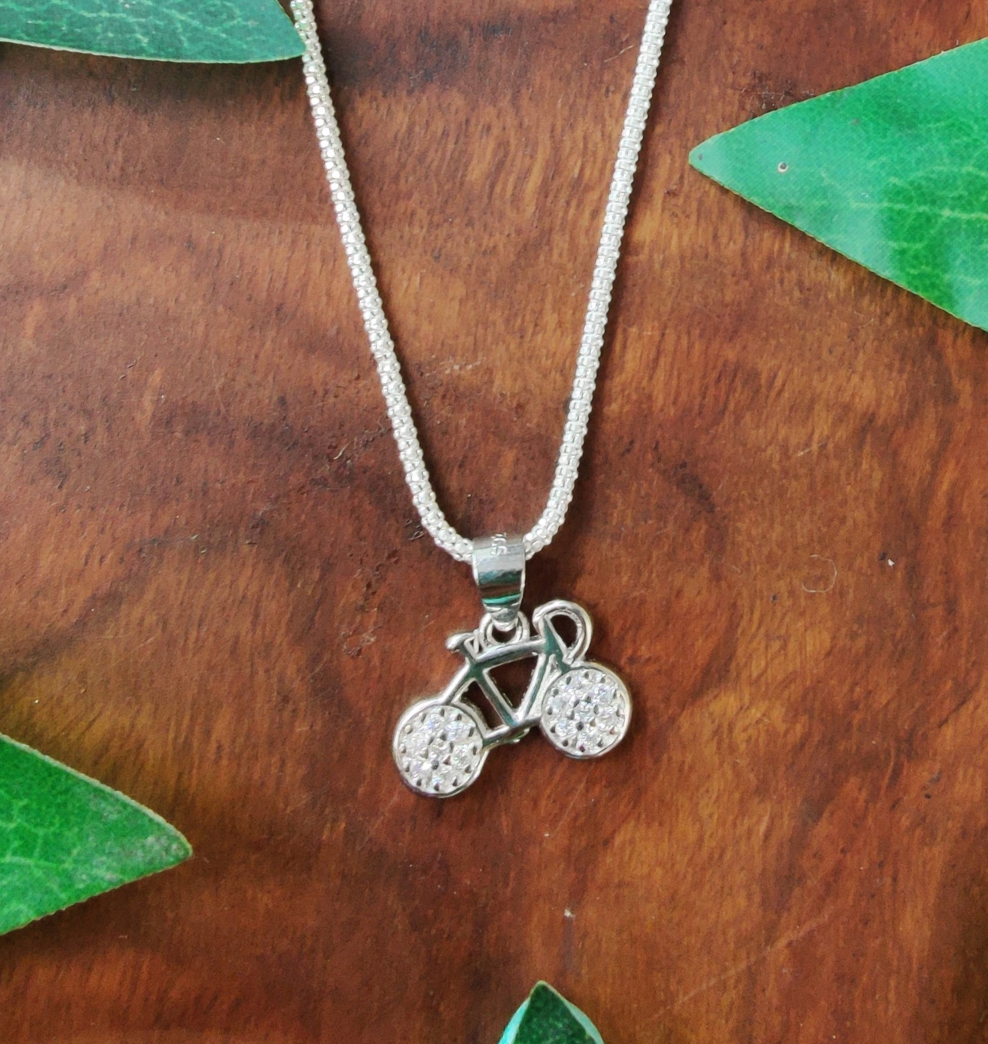 Pure 925 Sterling Silver Bicycle Pendant For cycle lover, for unisex