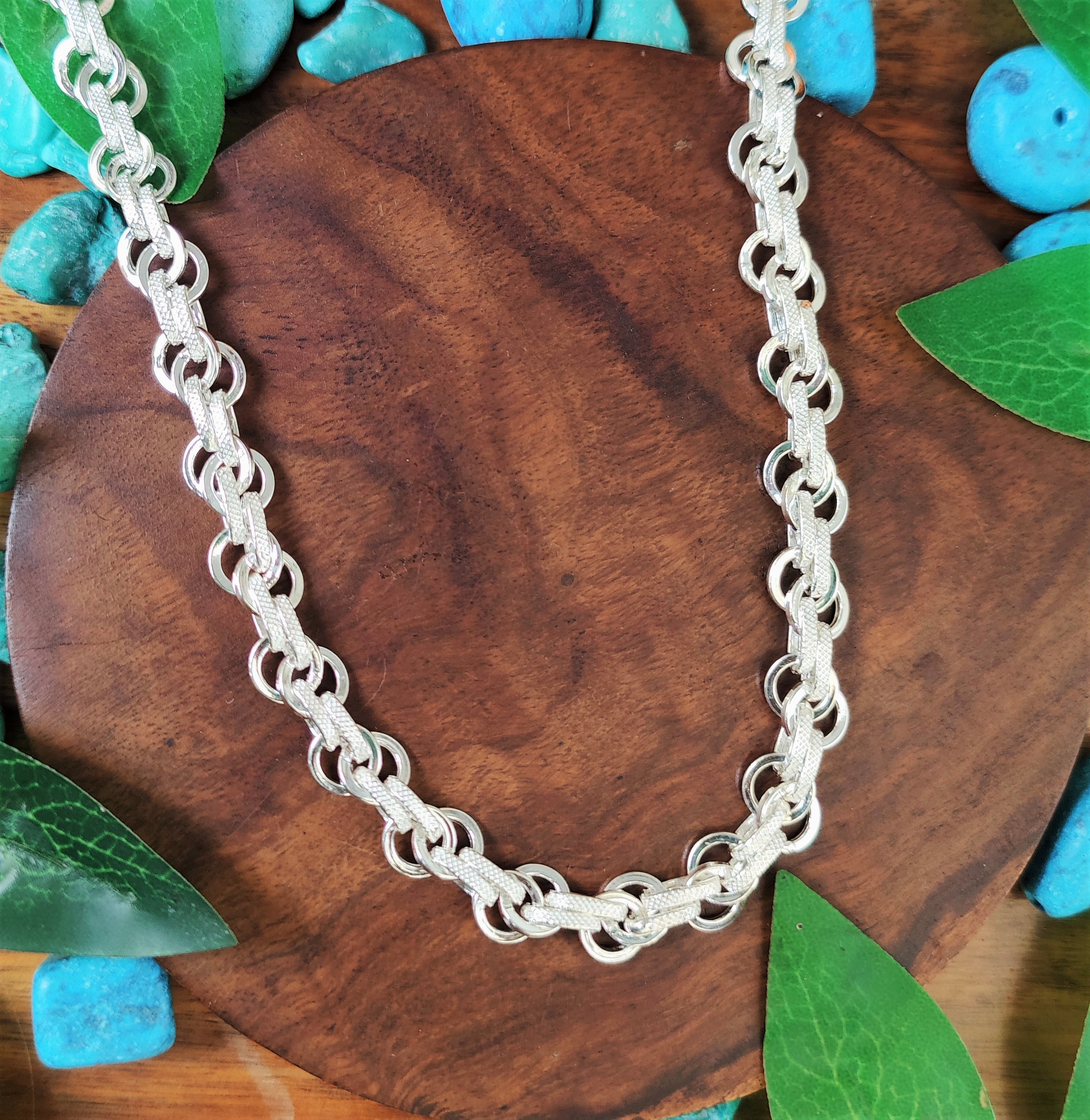 Pure 925 Sterling Silver Chain Necklace, Interlocking Link Design, Silver Chain For Unisex