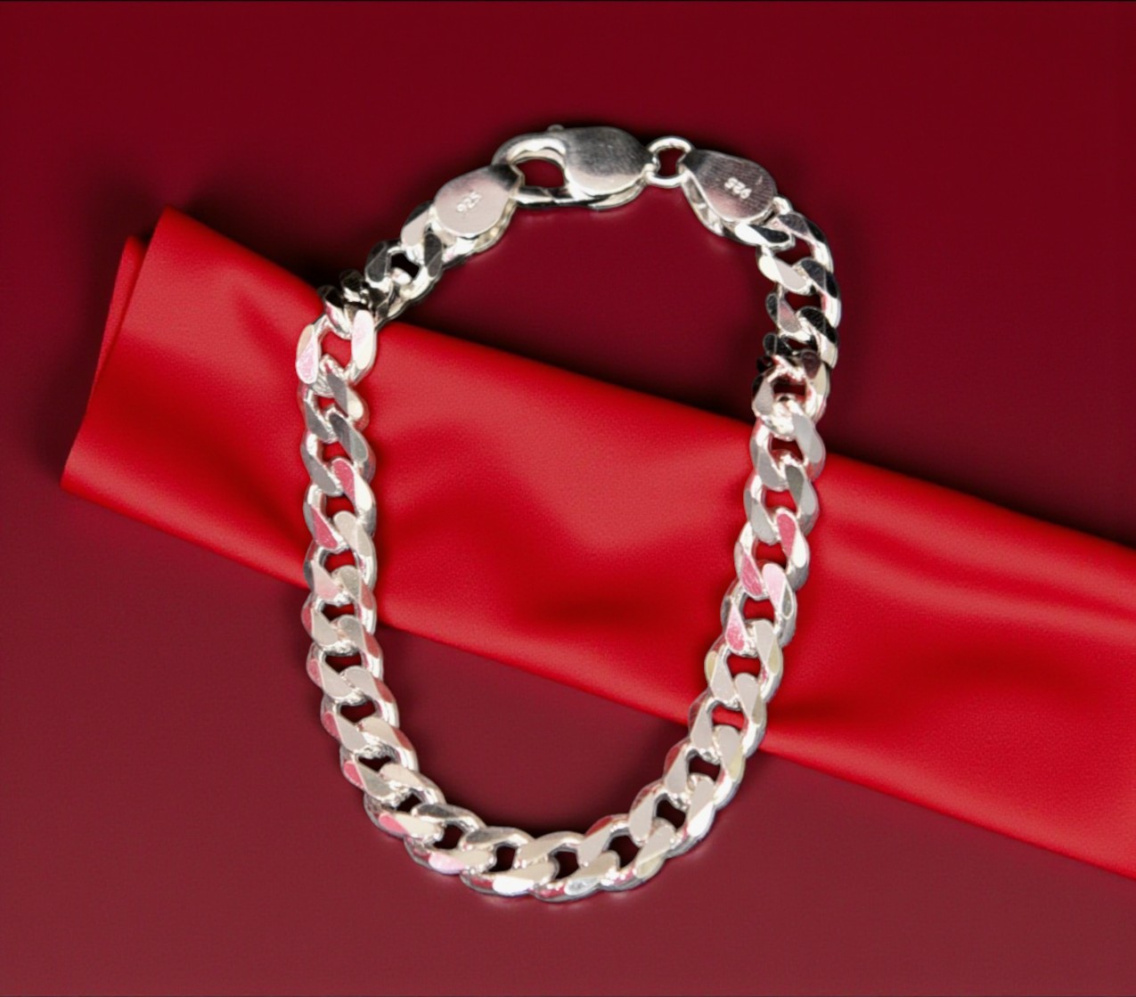 Pure 925 Sterling Silver Curb Chain Bracelet for Gents