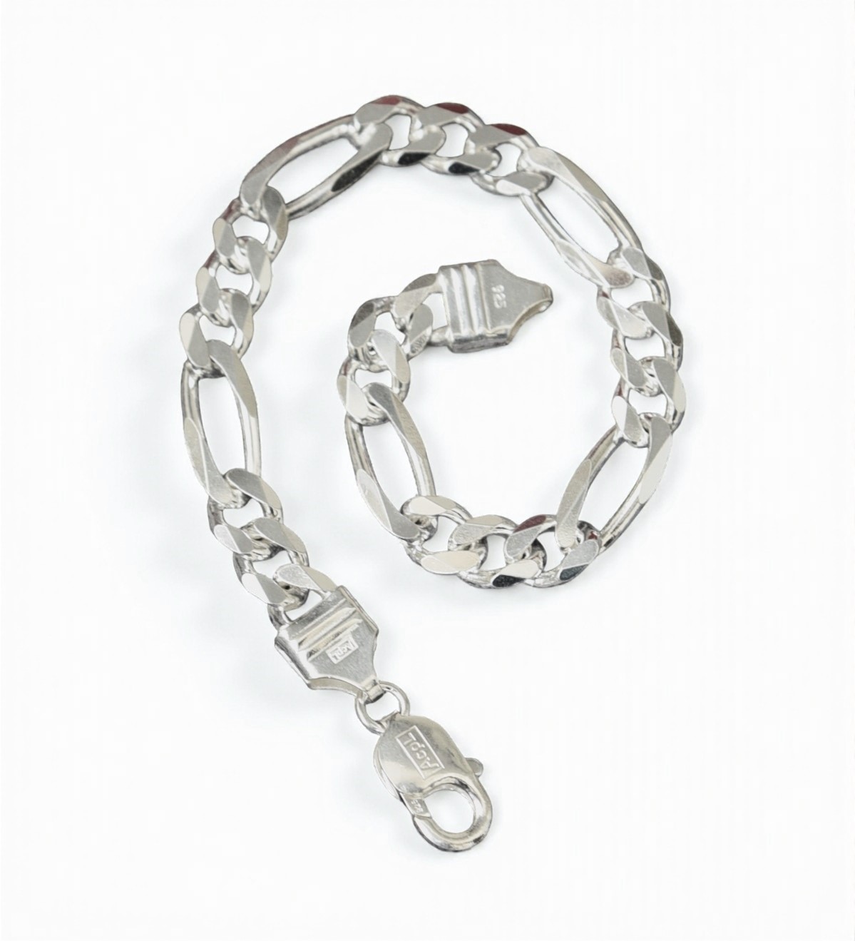 Pure 925 Sterling Silver Figaro Chain Bracelet for Gents