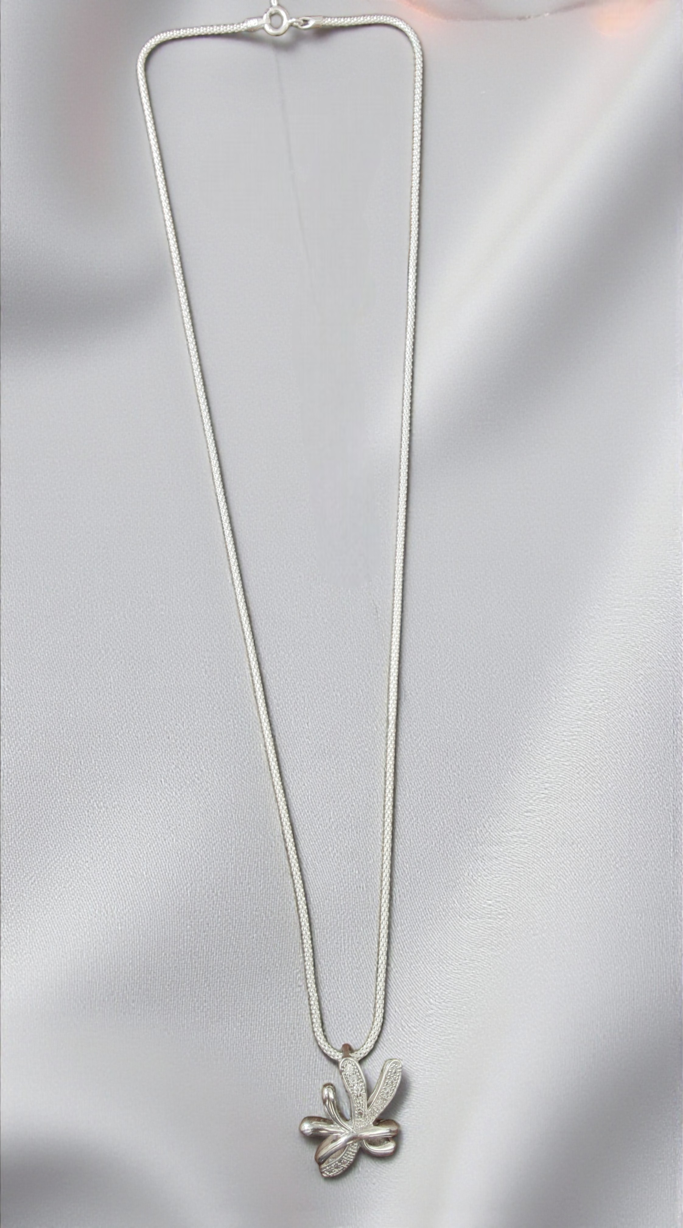 Pure 925 Sterling Silver Abstract Dragonfly Pendant Necklace|Sparkling Cubic Zirconia | For Women,Girls (Pack of 1)