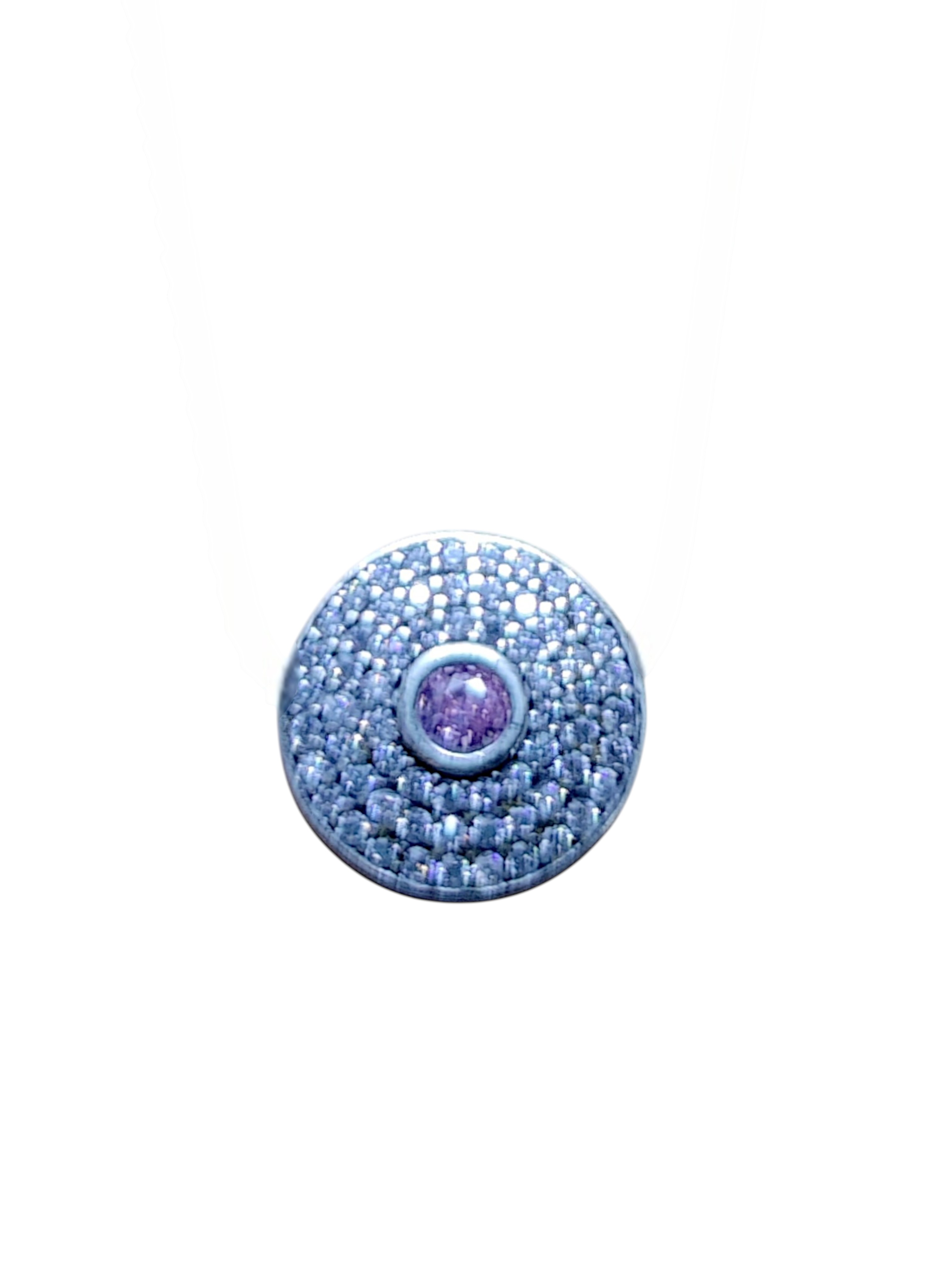 Pure 925 Sterling Silver Sapphire Floral Halo Pendant For Unisex