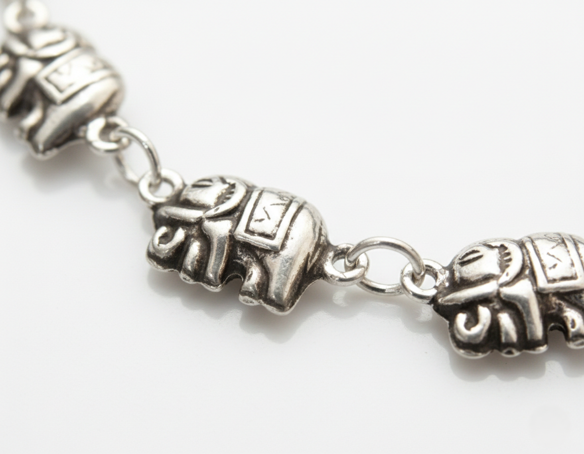 Pure 925 Sterling Silver Elephant Charm Bracelet With Adjustable Chain For Women,Girls (Pack of 1)