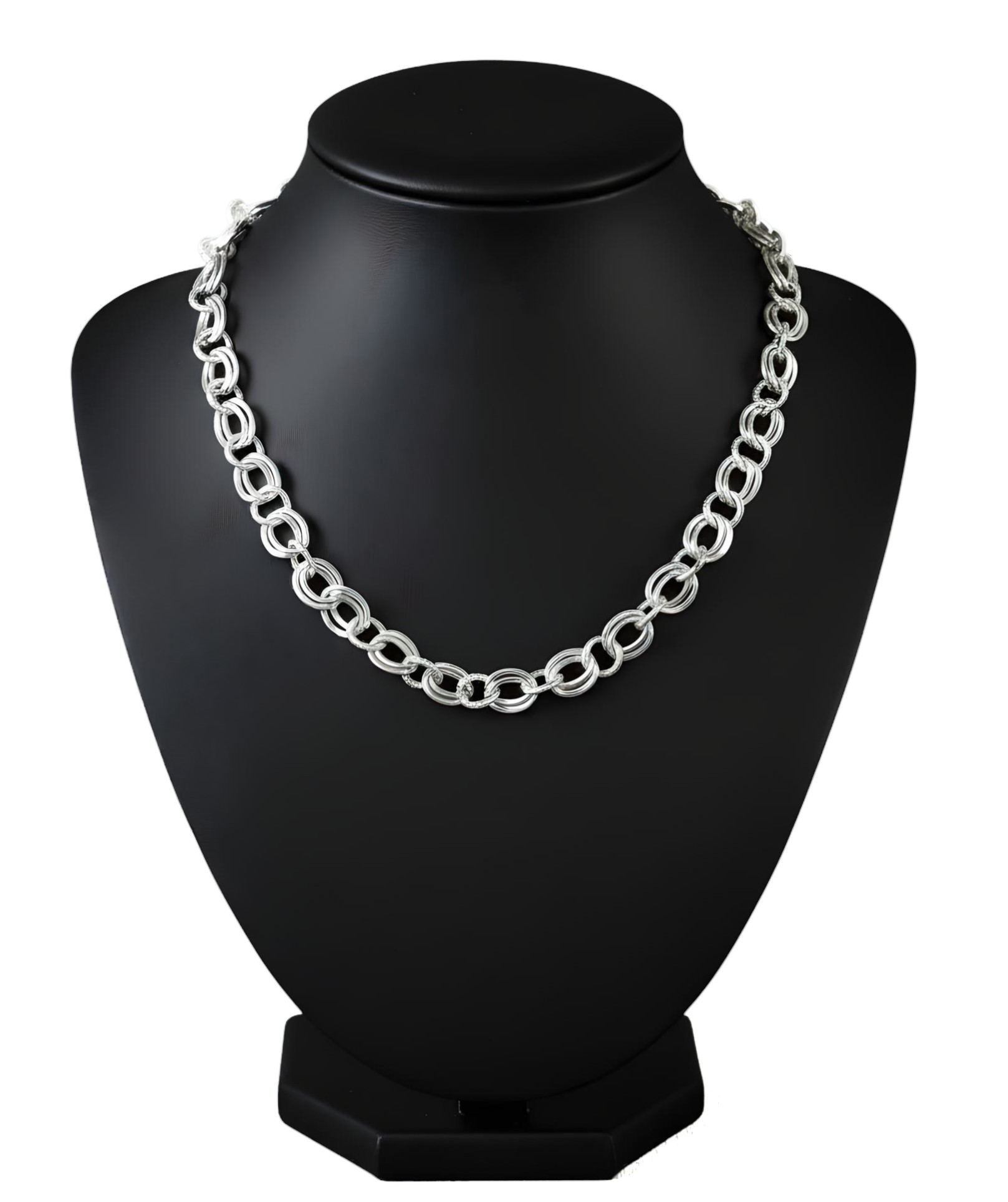 Pure 925 Sterling Silver Chain Necklace, Interlocking Link Design, Silver Chain For Unisex