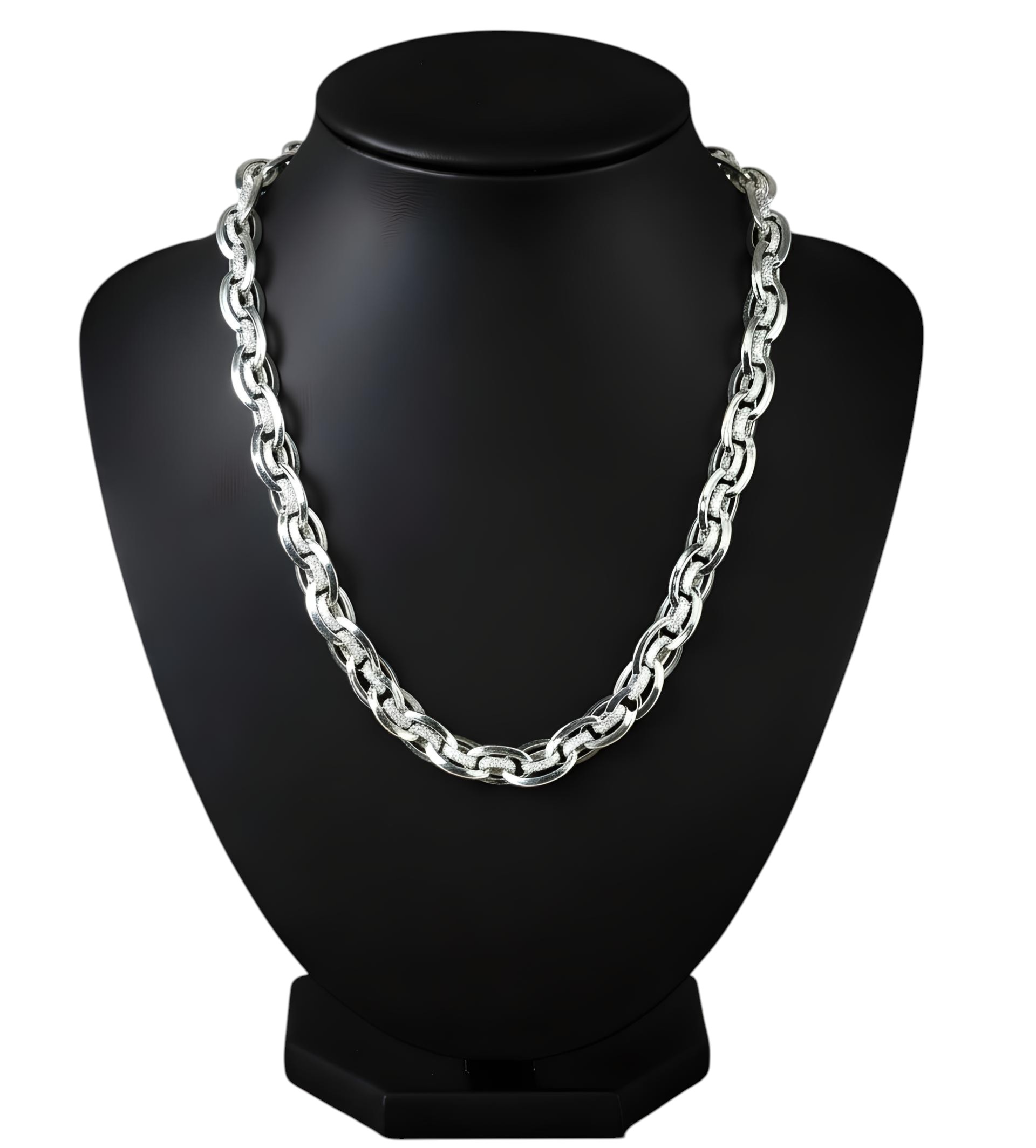 Pure 925 Sterling Silver Chain Necklace, Interlocking Link Design, Silver Chain For Unisex