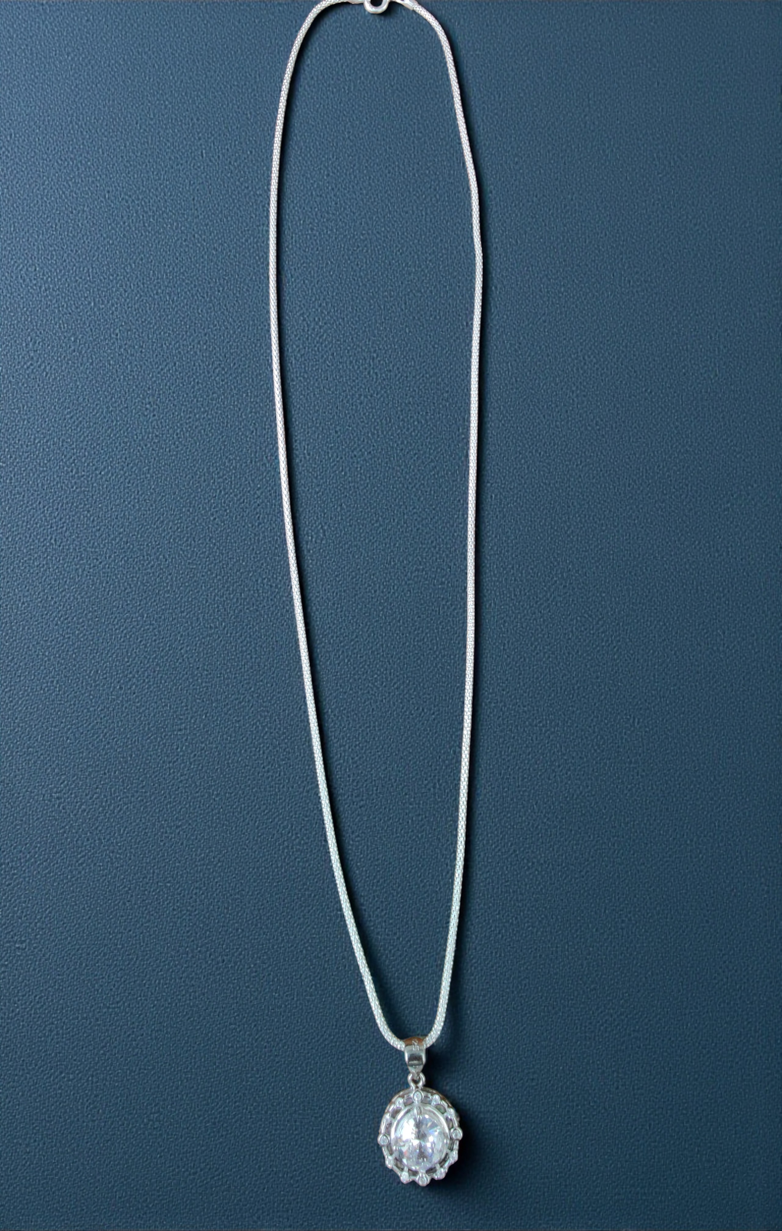 Pure 925 sterling silver Crystal Pendant Necklace with Crystal Stone, Sterling Silver Jewelry For Women,Girls