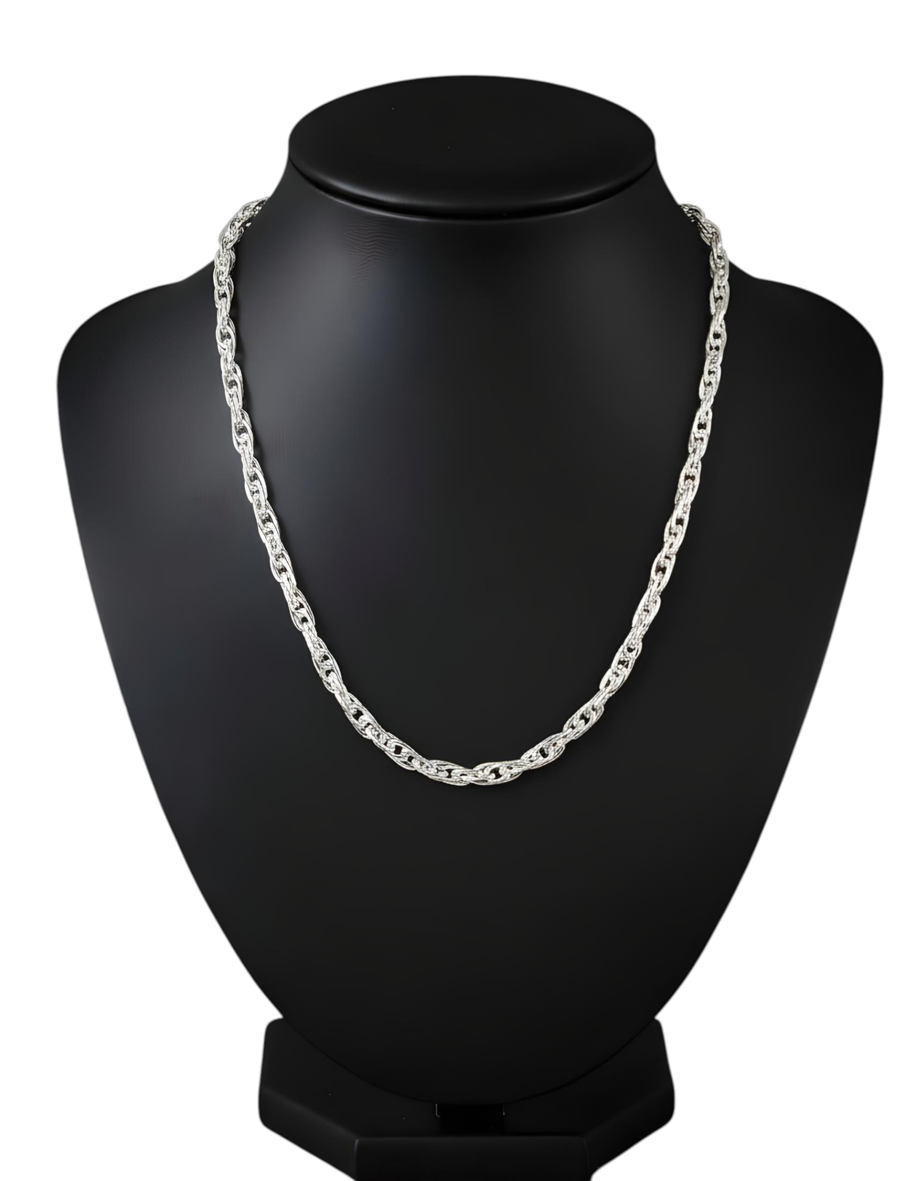 Pure 925 Sterling Silver Chain Necklace, Interlocking Link Design, Silver Chain For Unisex For Women,Girl