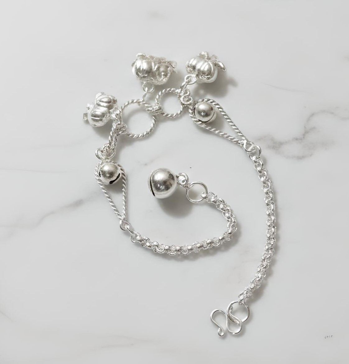 Pure 925 Sterling Silver Bracelet with Pearl Accents and Elephant Charms For Women,Girls (Pack of 1)