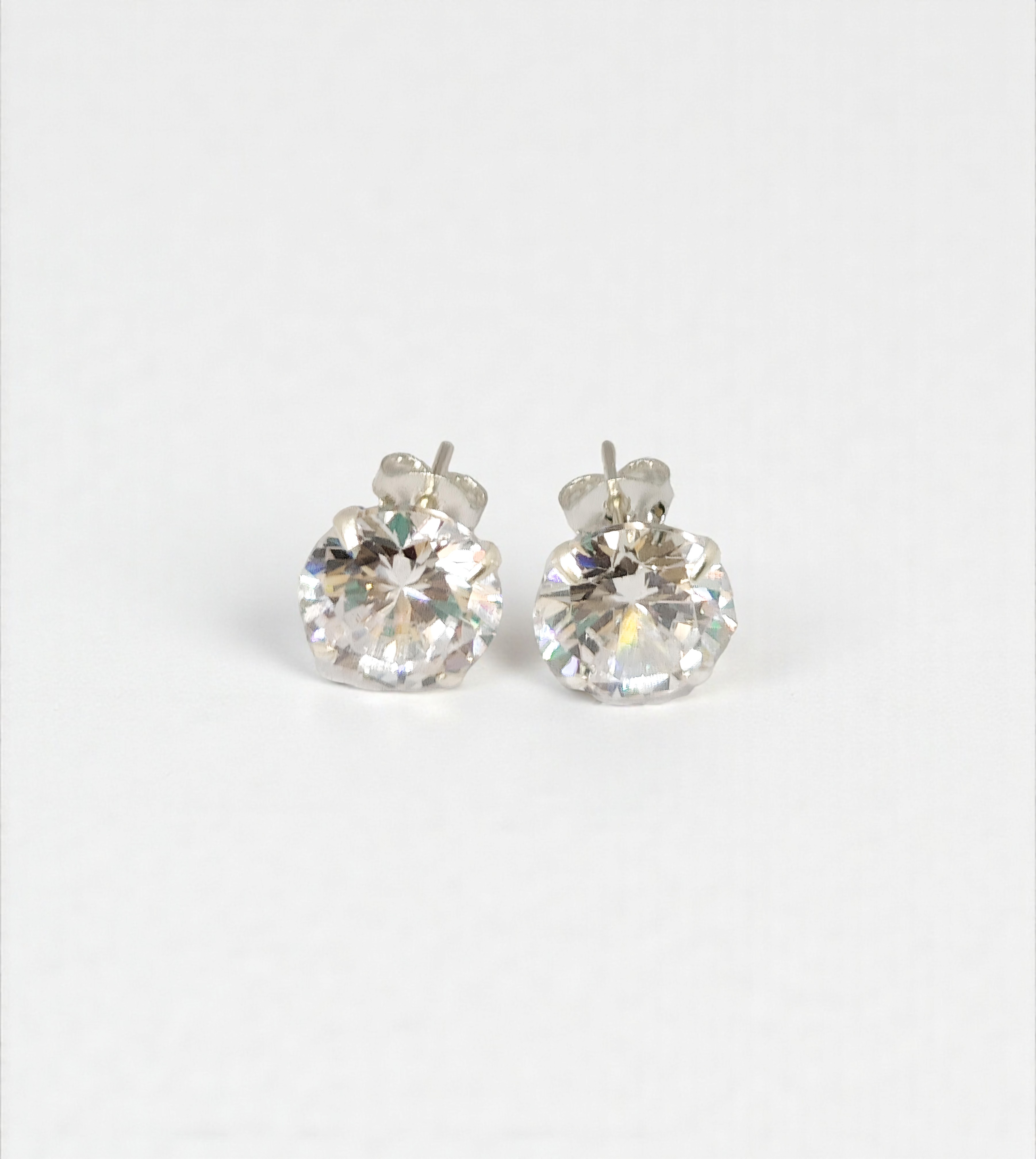 Pure 925 Sterling Silver Crystal Stud Earrings Cubic Zirconia Stone Studs For Women,Girl (Set of 1 Pair)