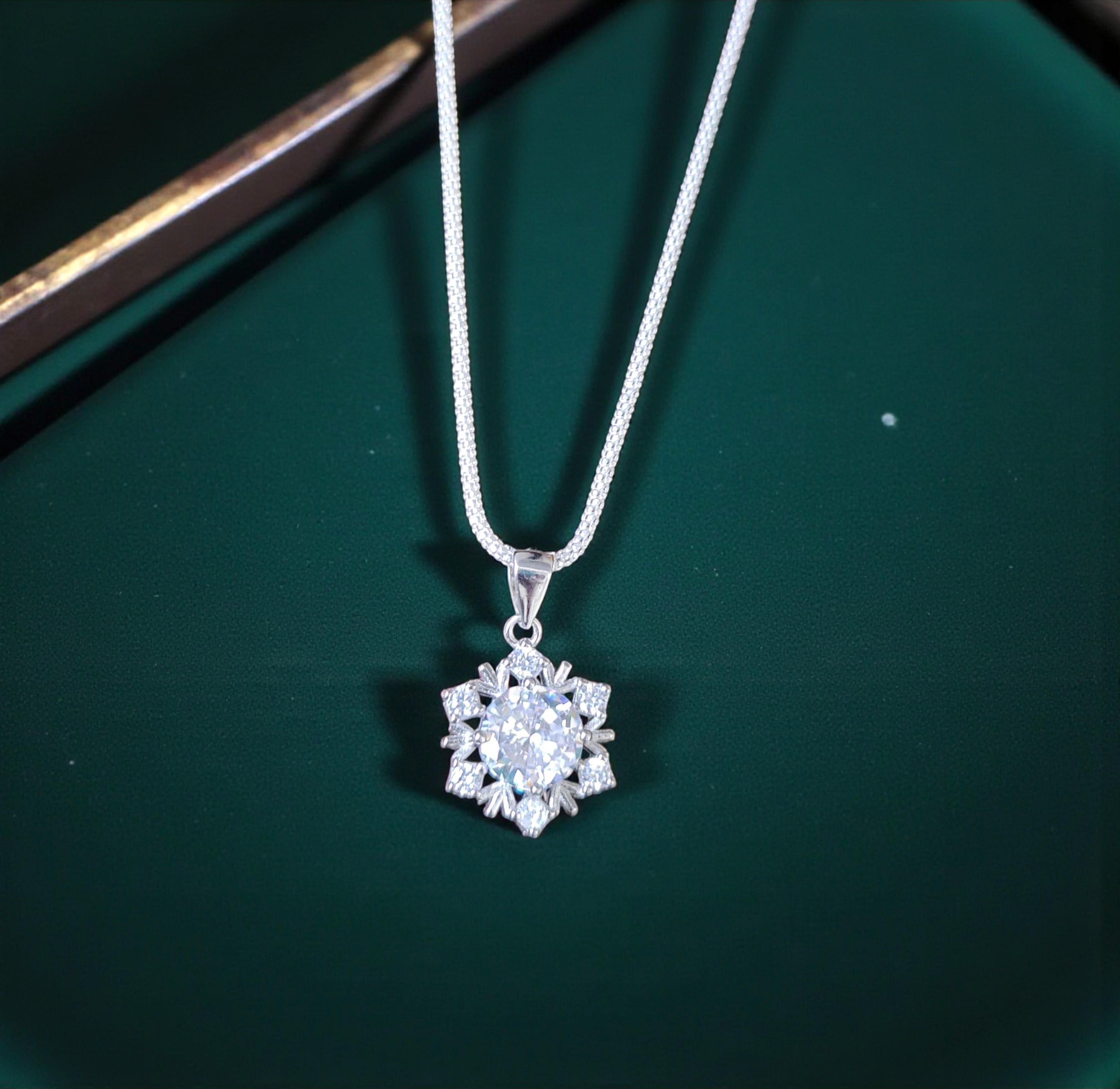 Pure 925 sterling silver Elegant Crystal Pendant Necklace with Crystal Stone, Sterling Silver Jewelry For Women,Girls