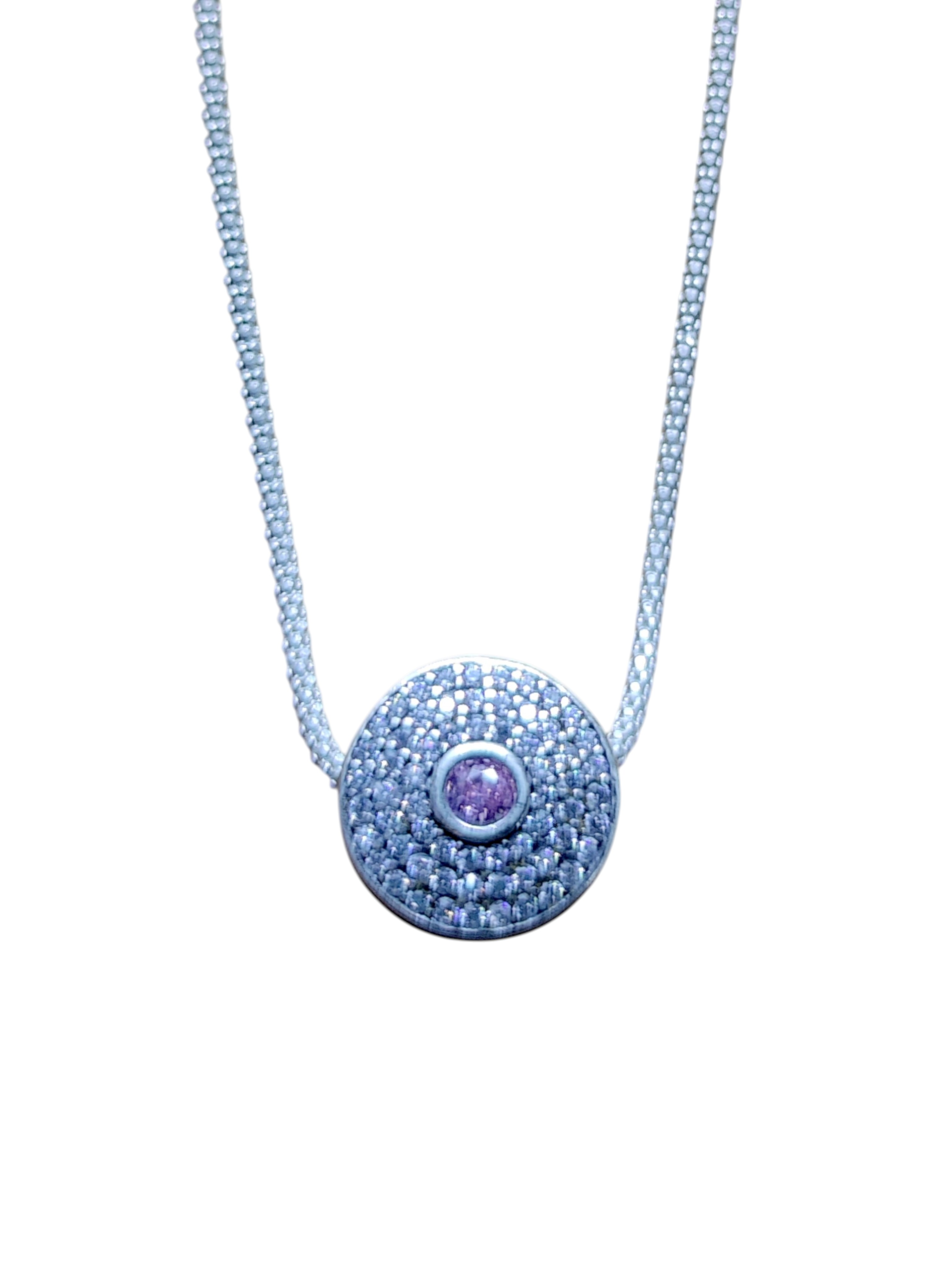 Pure 925 Sterling Silver Sapphire Floral Halo Pendant For Unisex