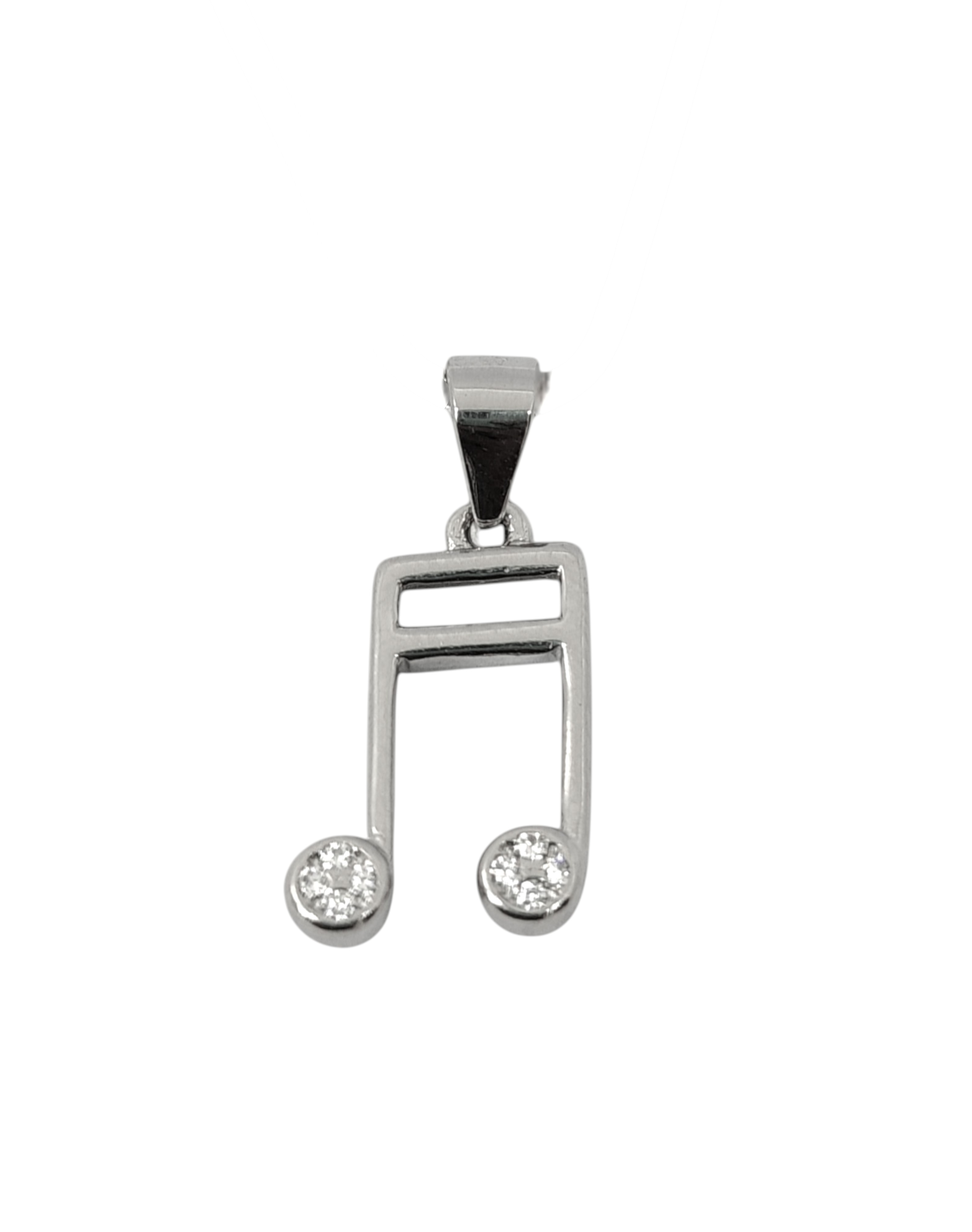 Pure 925 Silver Musical Note Pendant Necklace | Sparkling Zirconia – Beamed Sixteenth Note Jewelry for Music Lovers